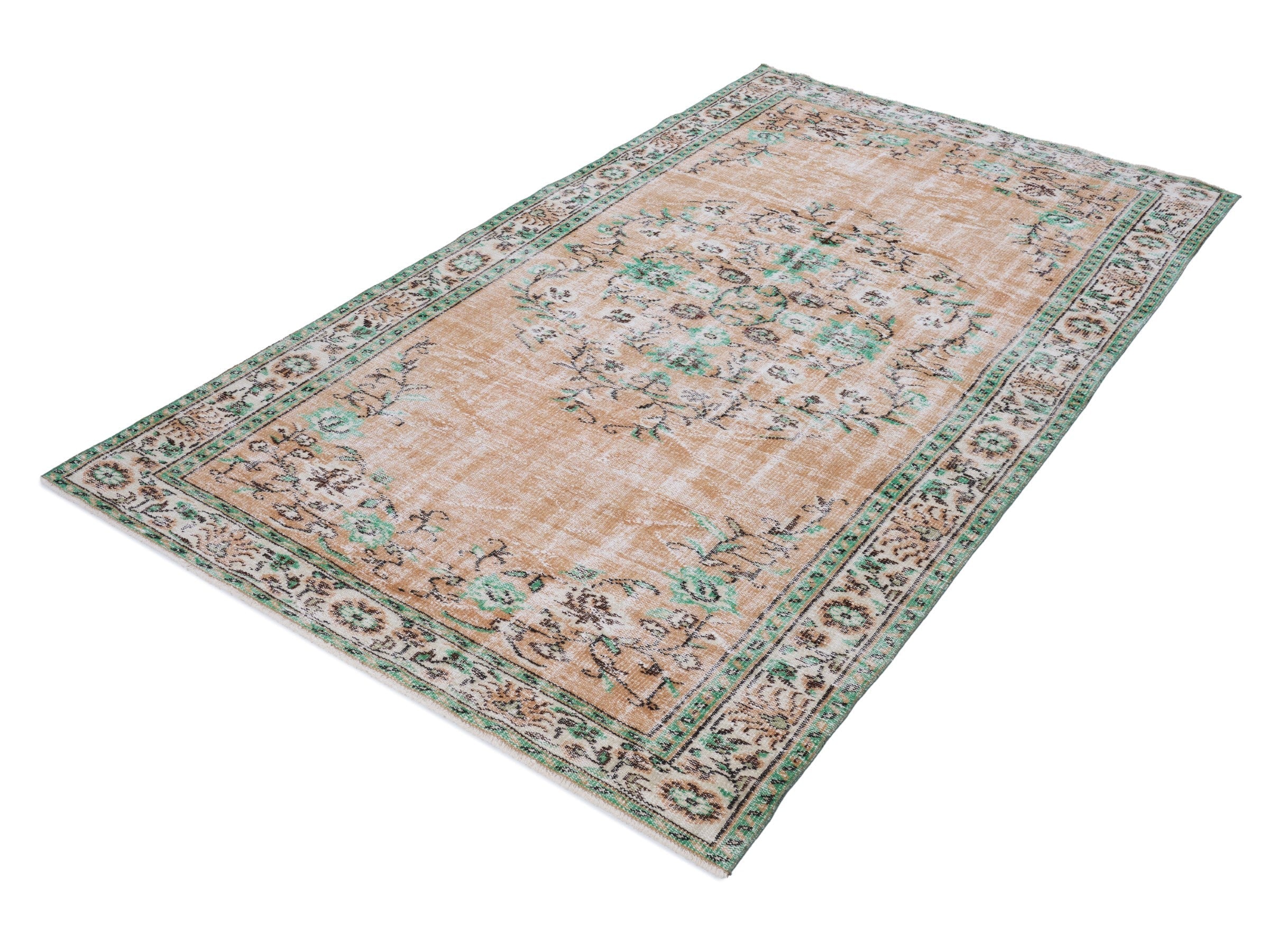 Turkish Manisa area rug in tan and cream, view 3 of 10
