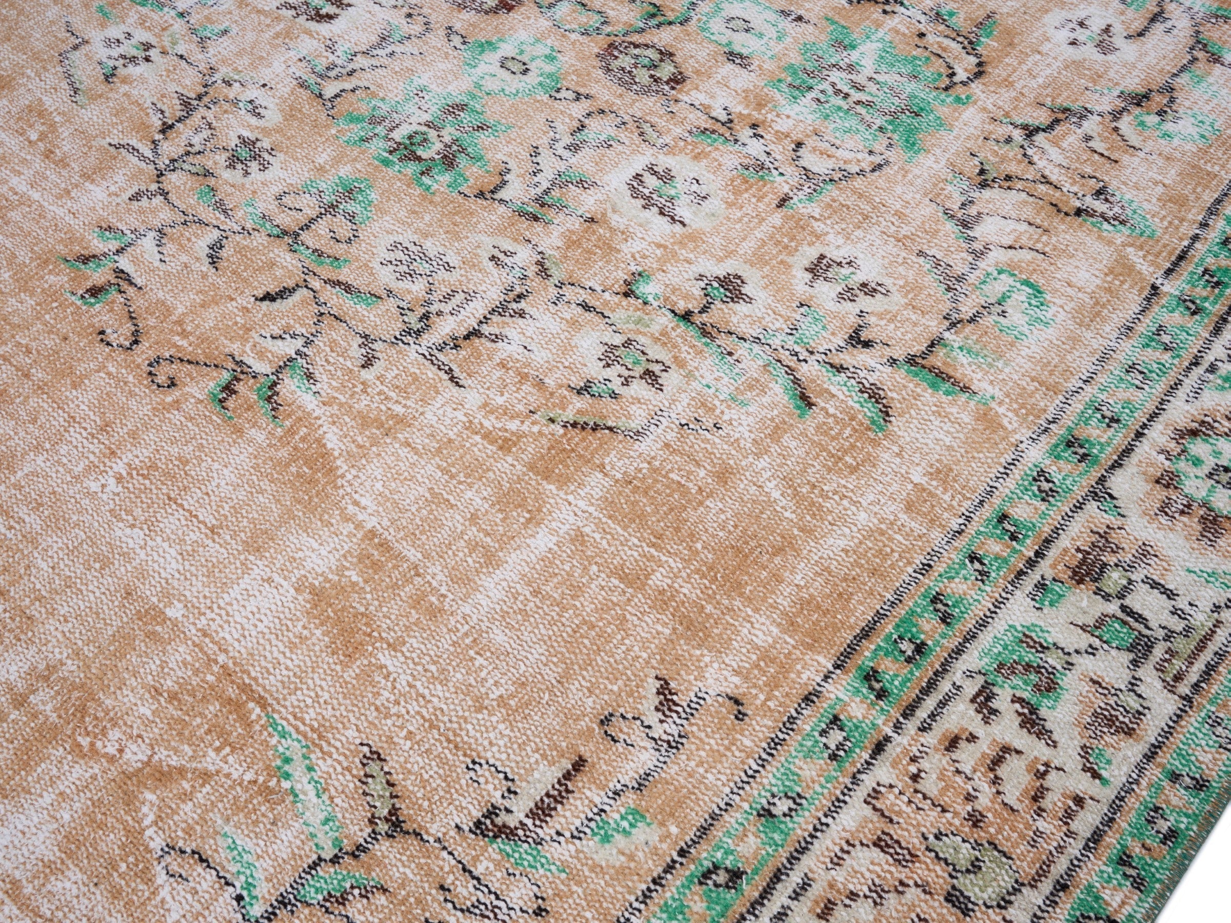 Turkish Manisa area rug in tan and cream, view 5 of 10