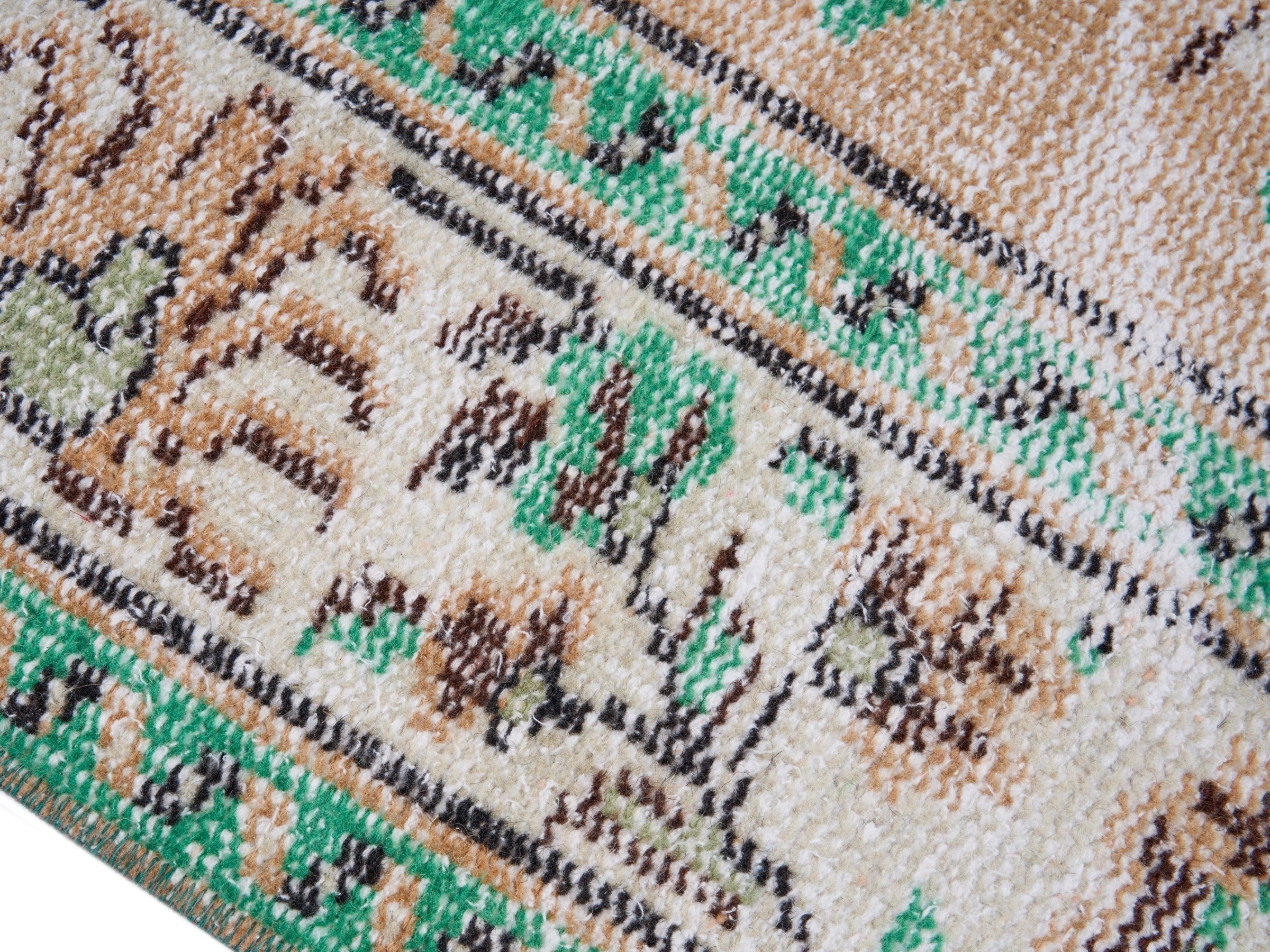 Turkish Manisa area rug in tan and cream, view 6 of 10