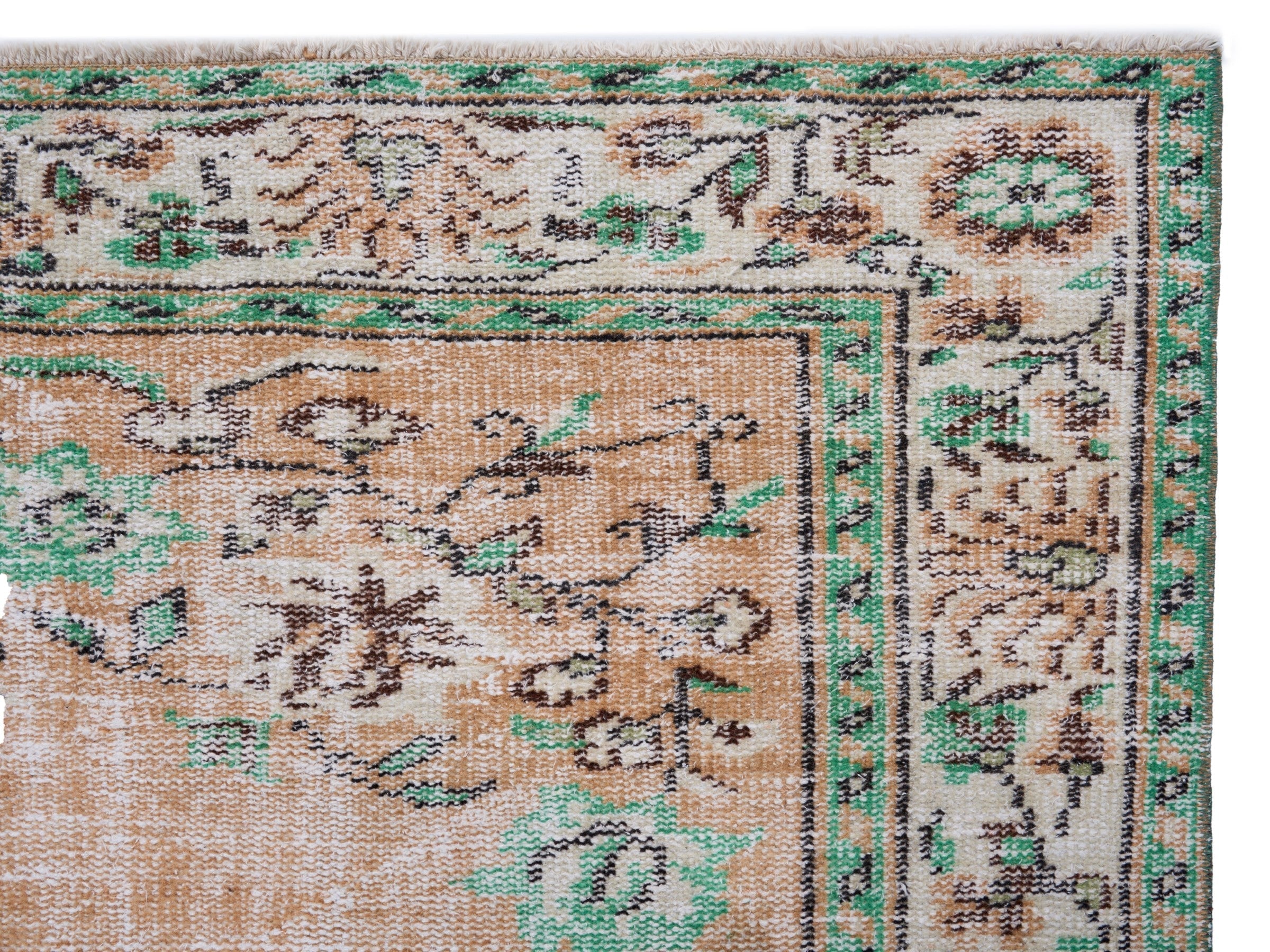 Turkish Manisa area rug in tan and cream, view 8 of 10
