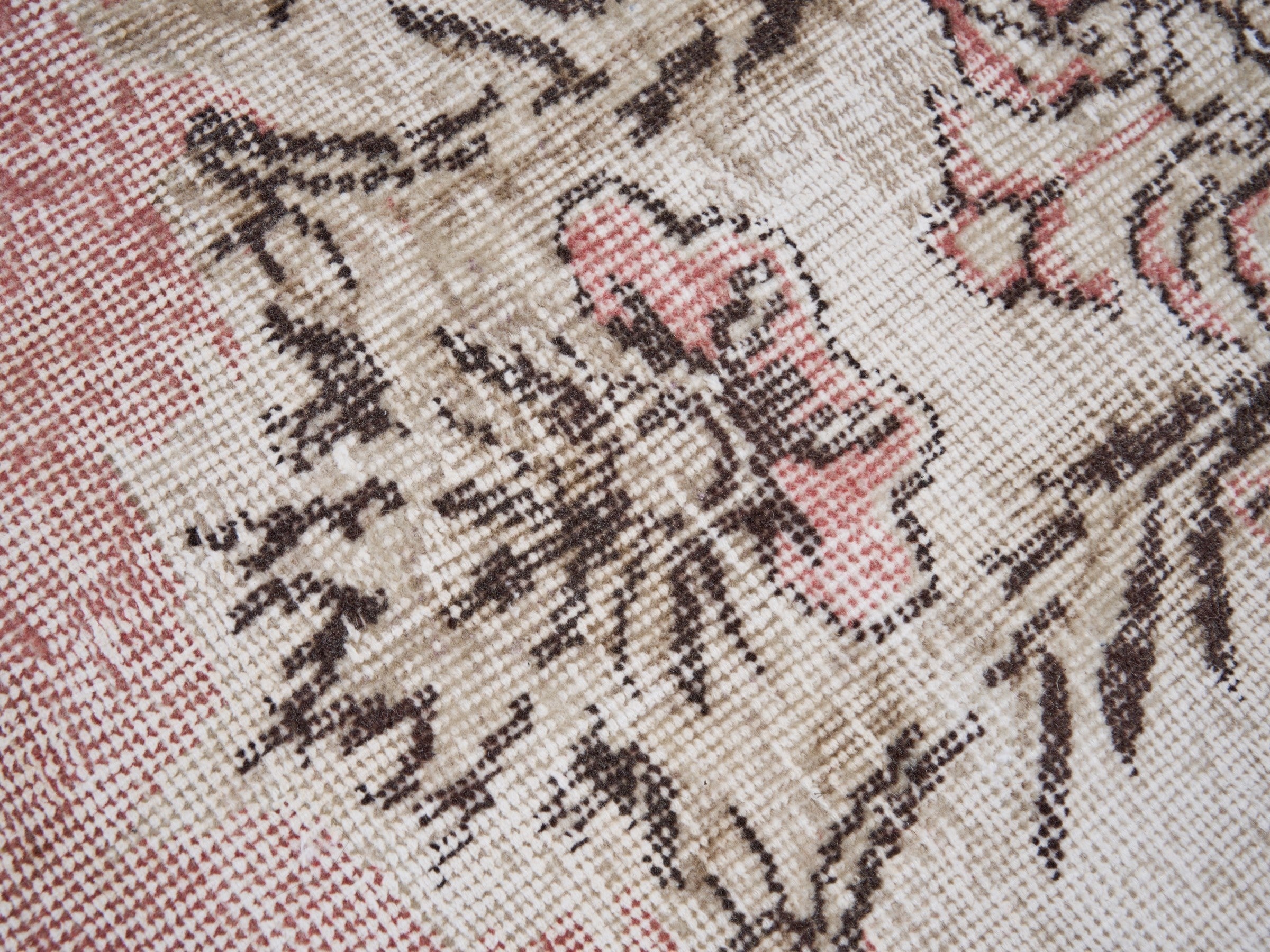Turkish Isparta area rug in muted pink and dusty rose, view 7 of 10