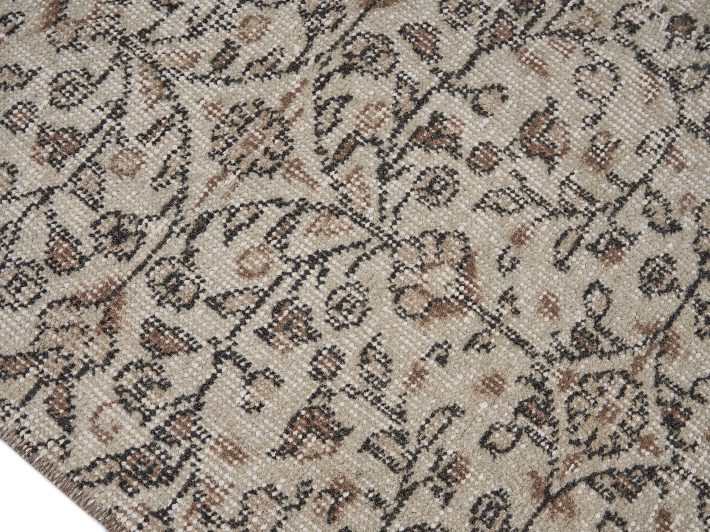 Turkish Isparta area rug in taupe and greige, view 6 of 10