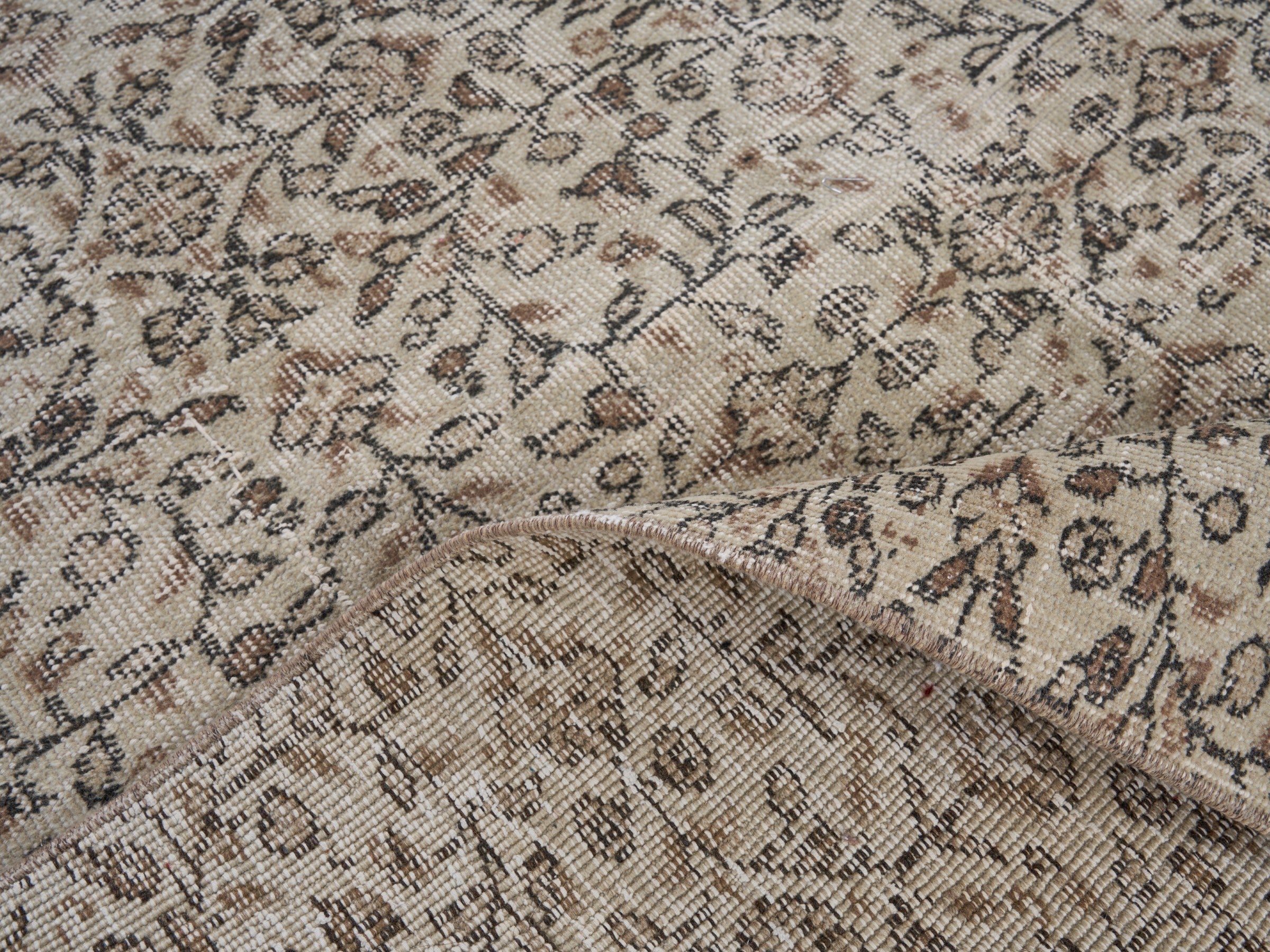 Turkish Isparta area rug in taupe and greige, view 9 of 10