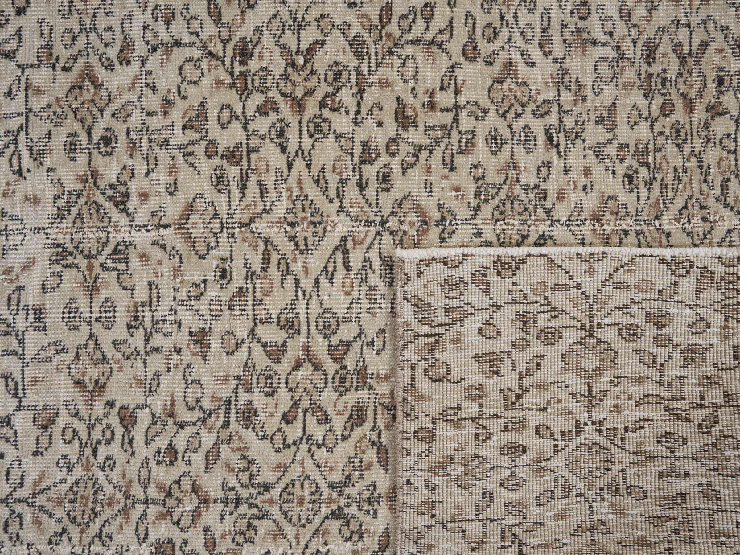 Turkish Isparta area rug in taupe and greige, view 10 of 10