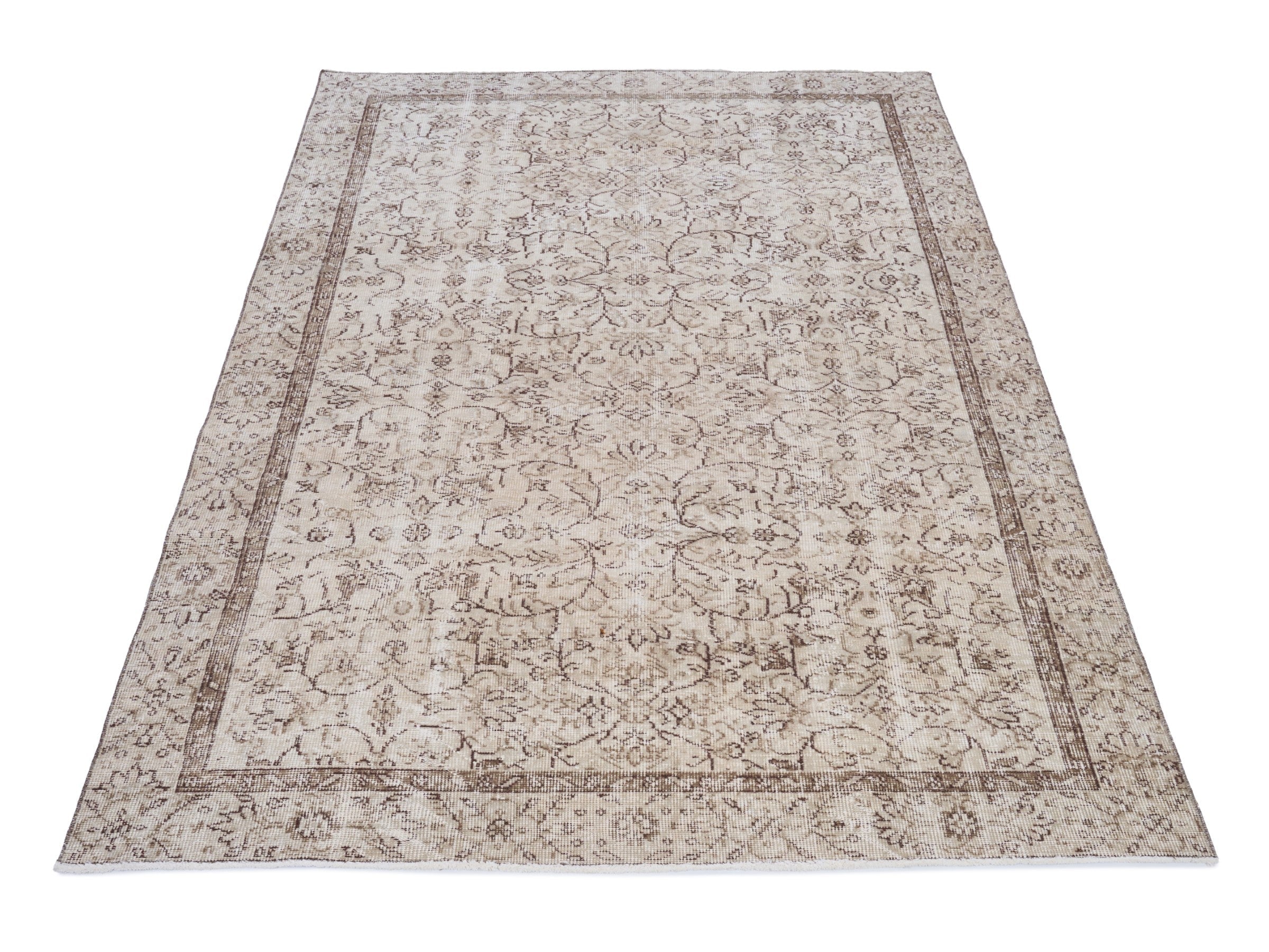 Turkish Isparta area rug in cream and greige, view 2 of 10
