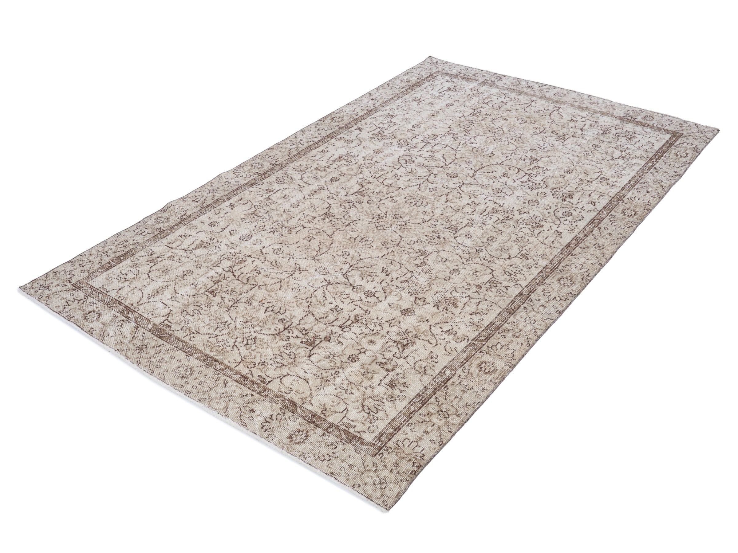 Turkish Isparta area rug in cream and greige, view 3 of 10