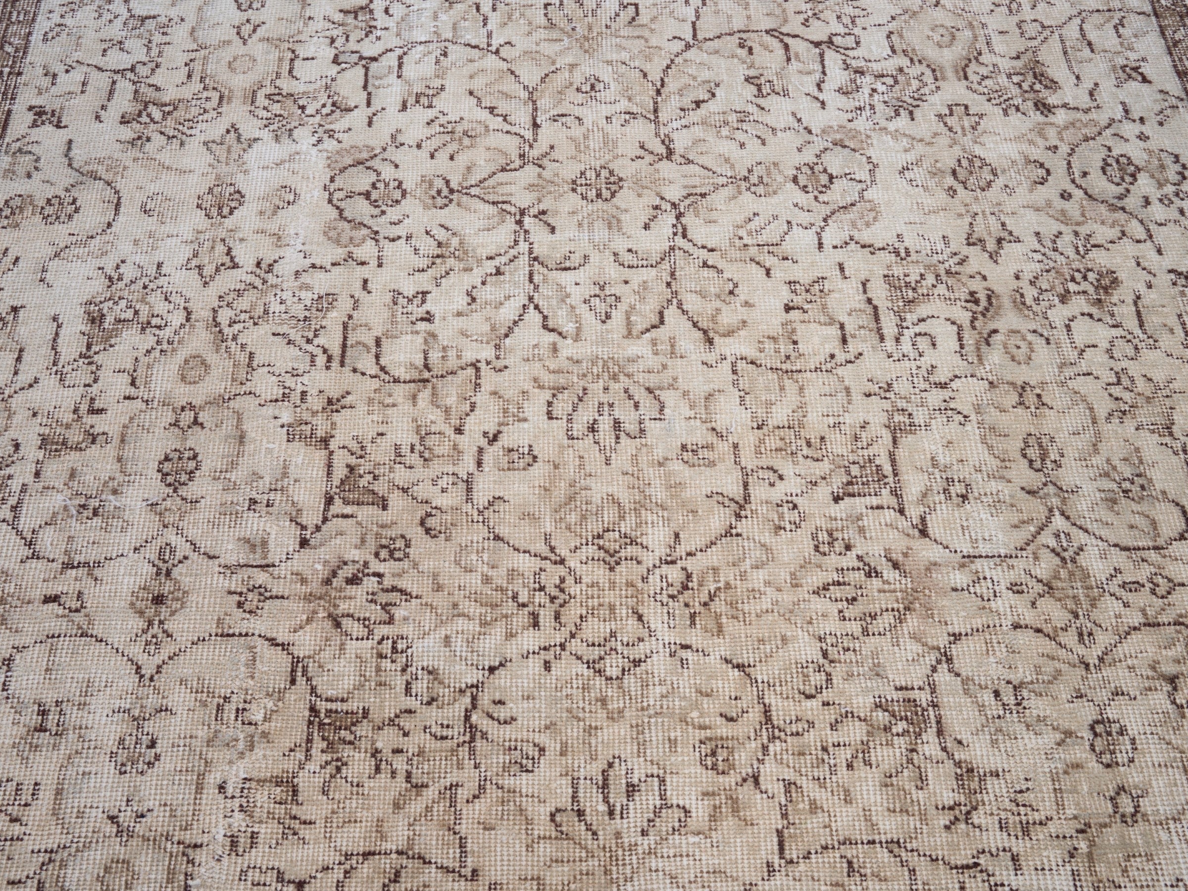 Turkish Isparta area rug in cream and greige, view 4 of 10