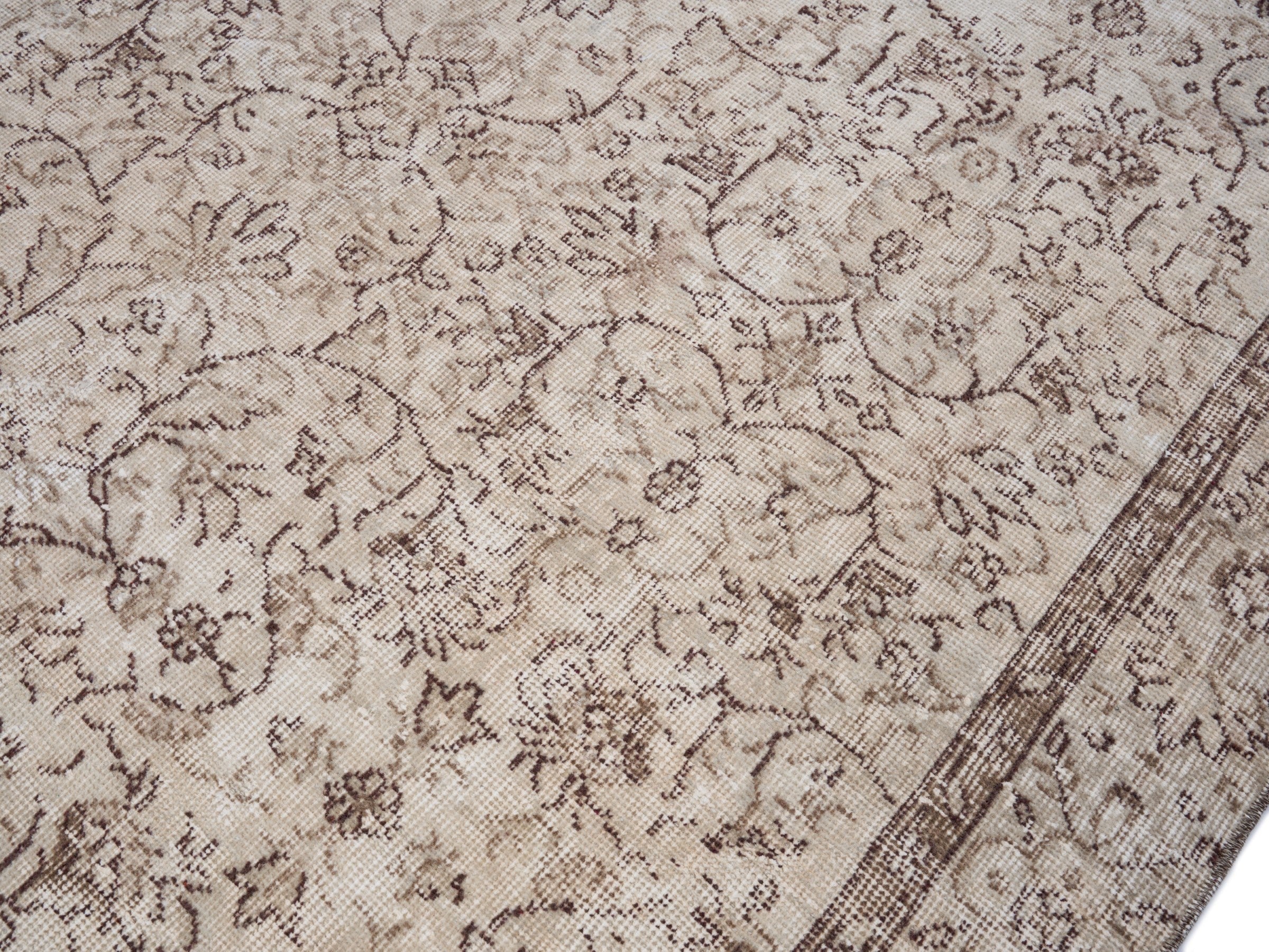 Turkish Isparta area rug in cream and greige, view 5 of 10