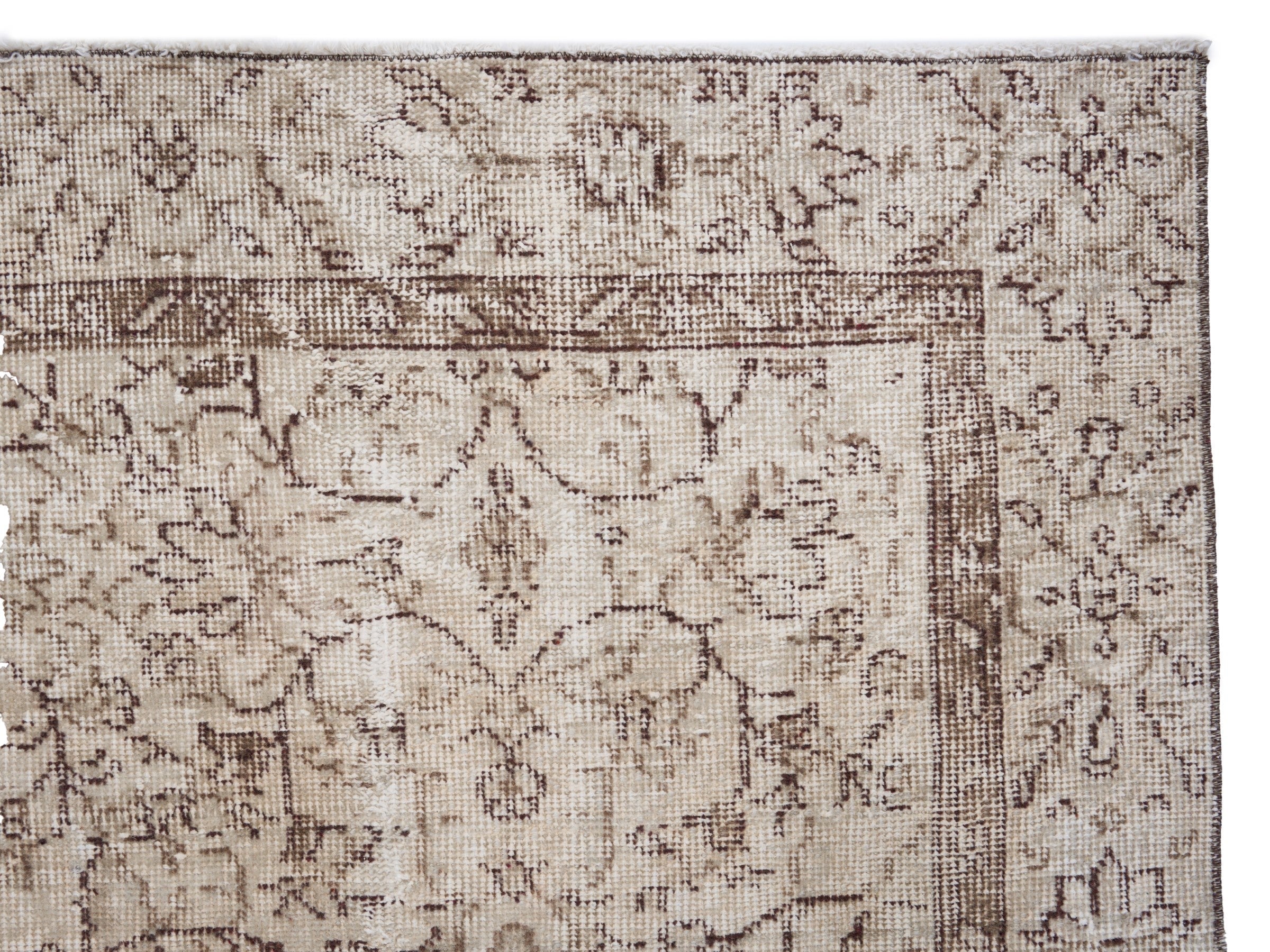 Turkish Isparta area rug in cream and greige, view 8 of 10