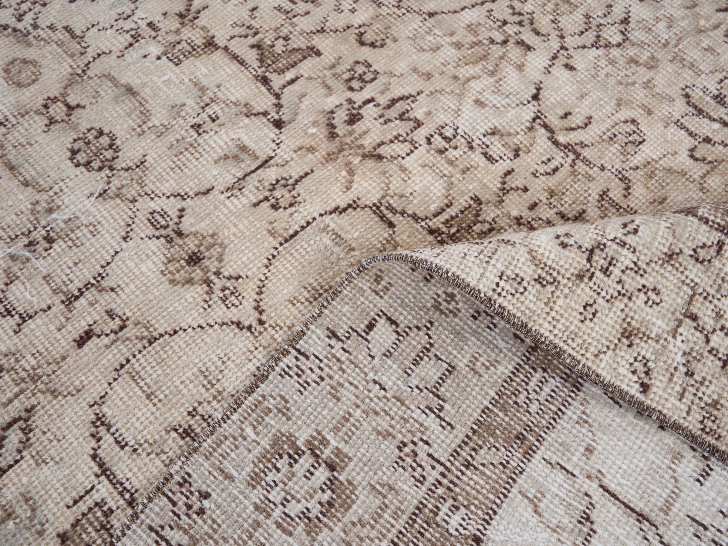 Turkish Isparta area rug in cream and greige, view 9 of 10