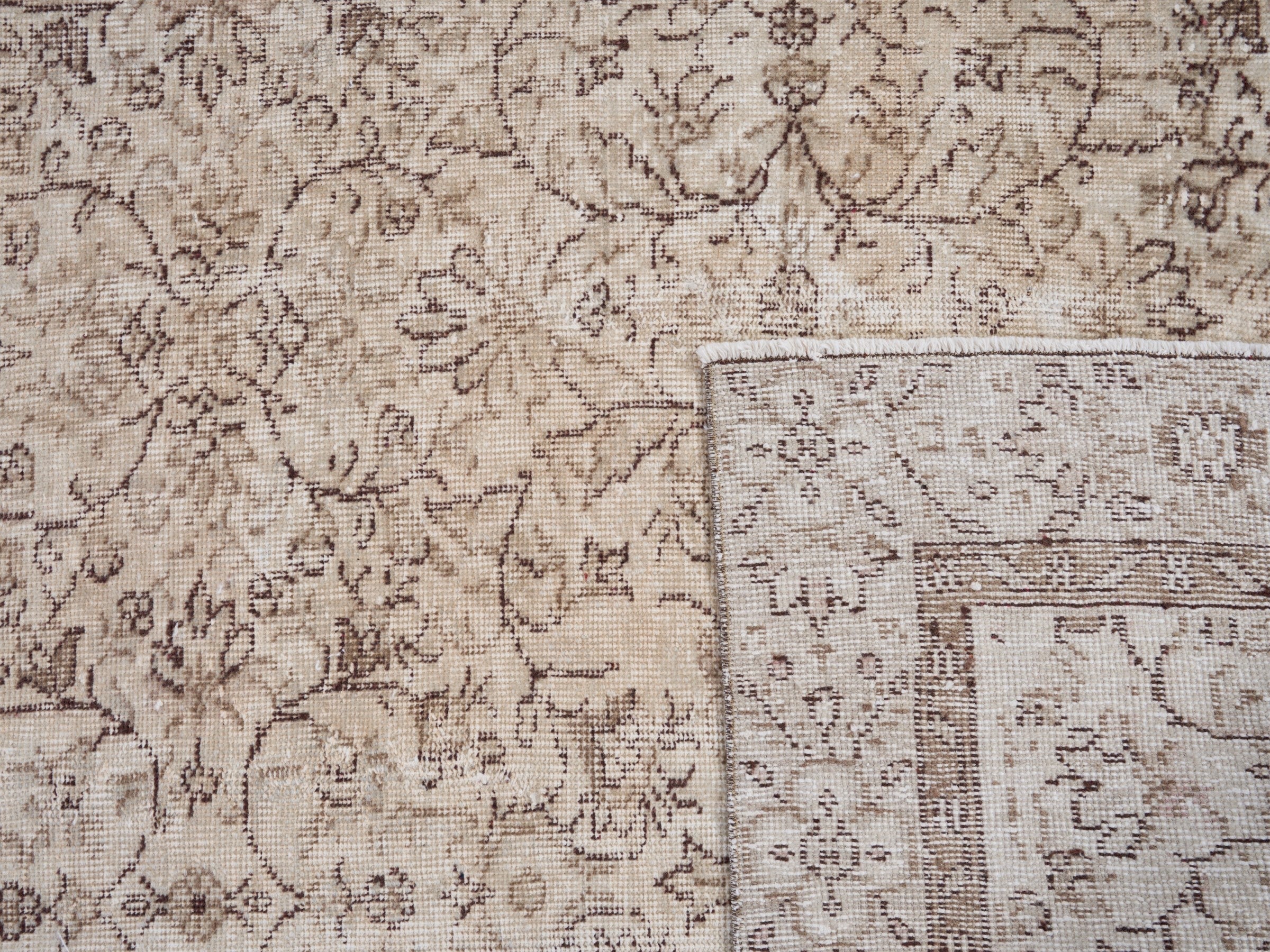 Turkish Isparta area rug in cream and greige, view 10 of 10