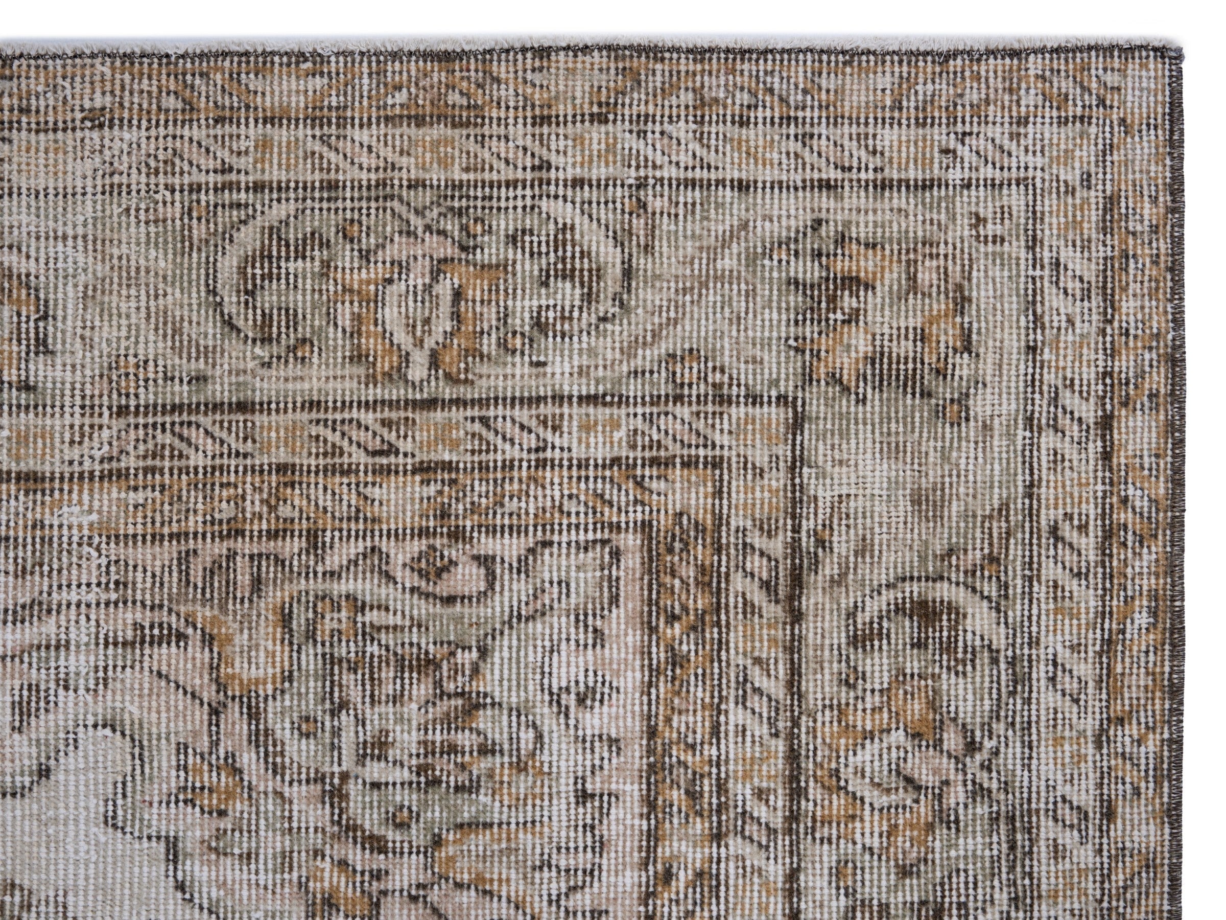 Turkish Isparta area rug in cream and greige, view 8 of 10