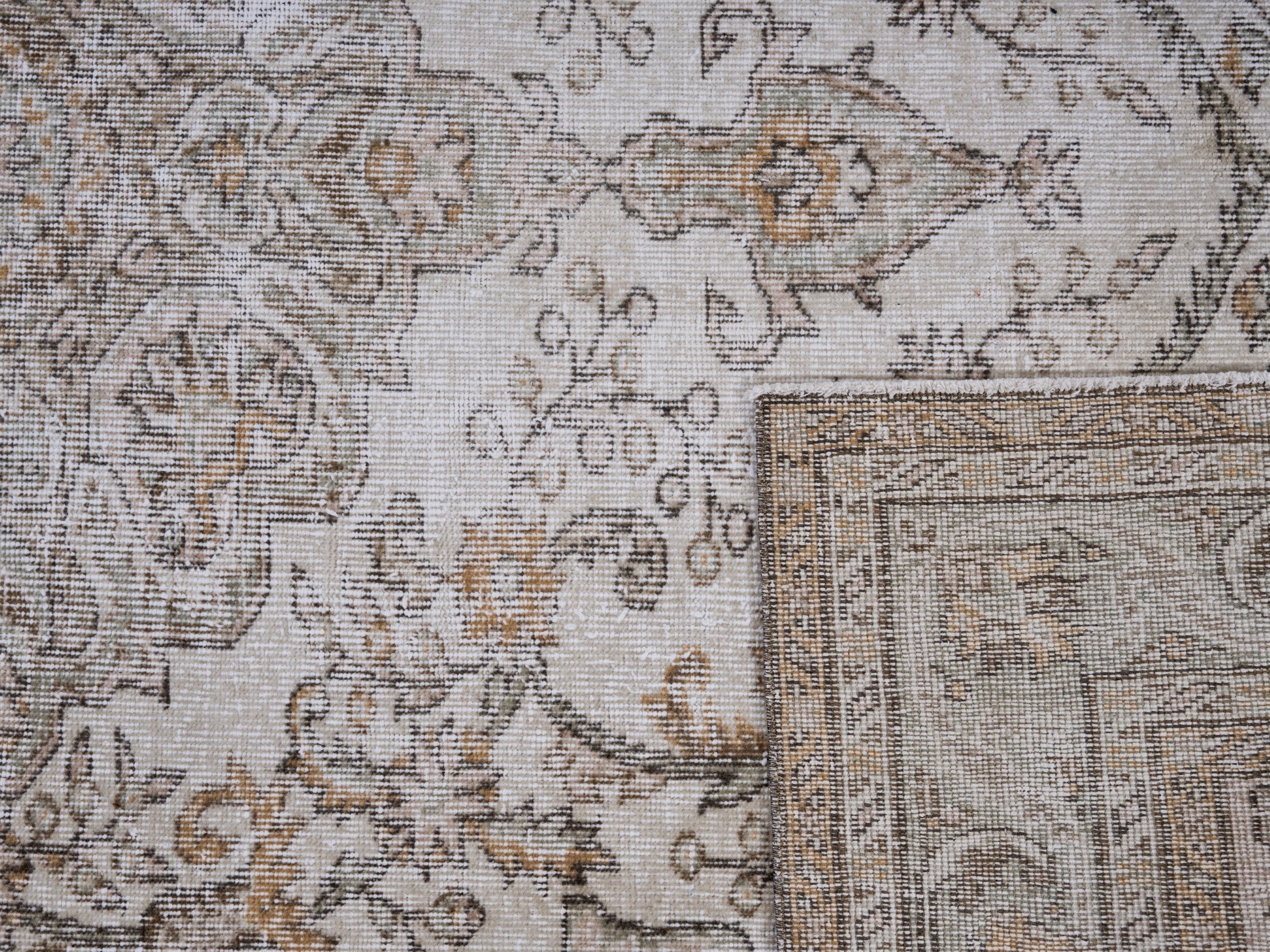 Turkish Isparta area rug in cream and greige, view 10 of 10