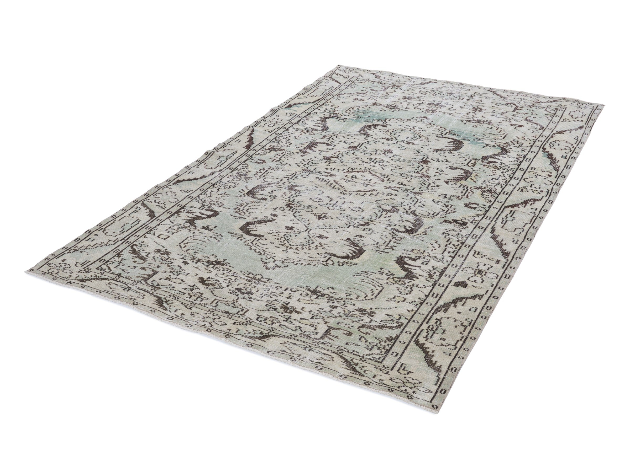 Turkish Manisa area rug in cream and taupe, view 3 of 10