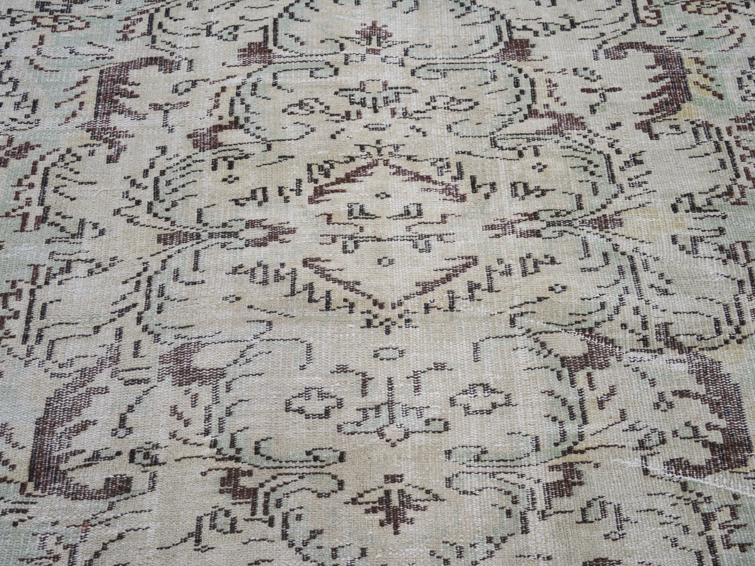 Turkish Manisa area rug in cream and taupe, view 4 of 10