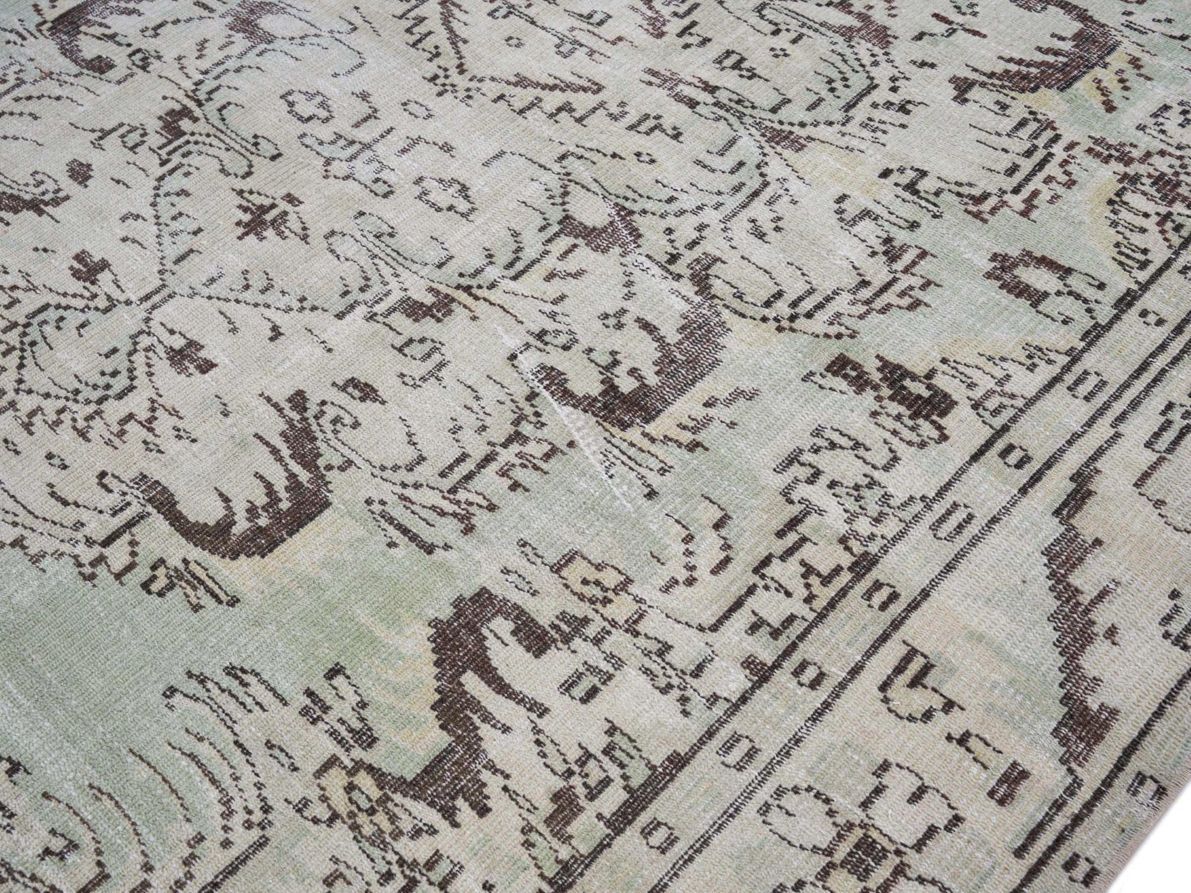 Turkish Manisa area rug in cream and taupe, view 5 of 10