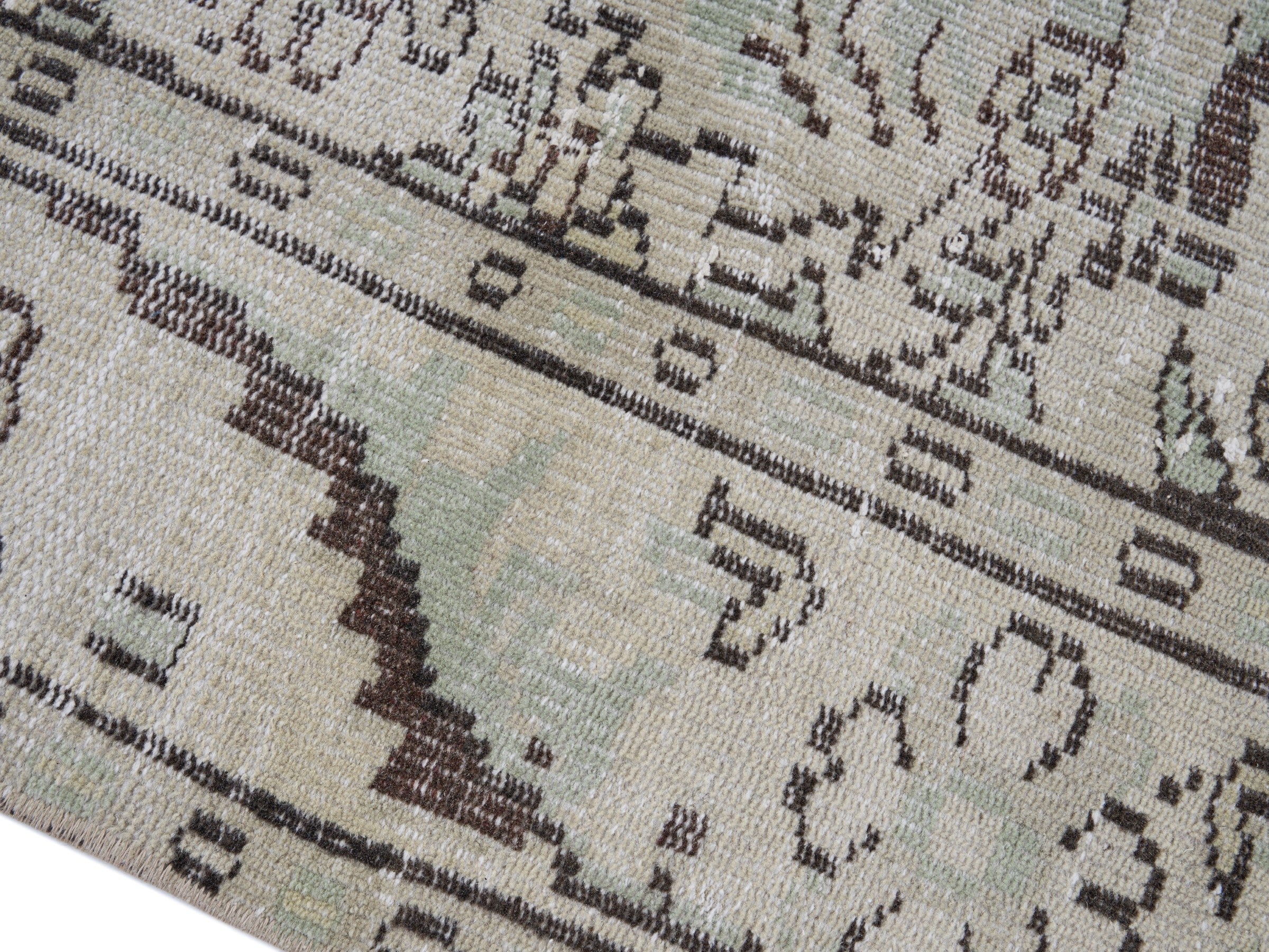 Turkish Manisa area rug in cream and taupe, view 6 of 10