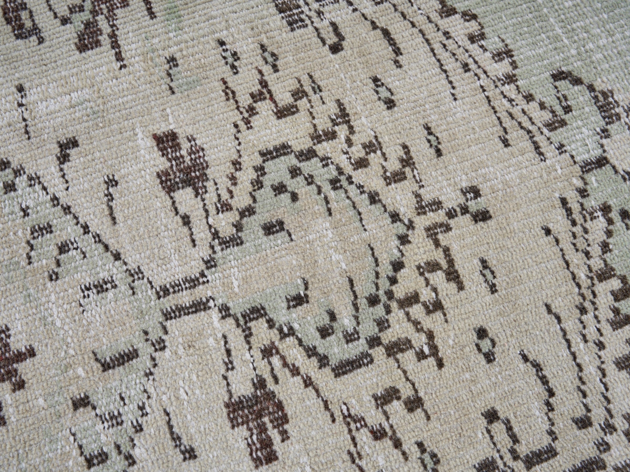 Turkish Manisa area rug in cream and taupe, view 7 of 10