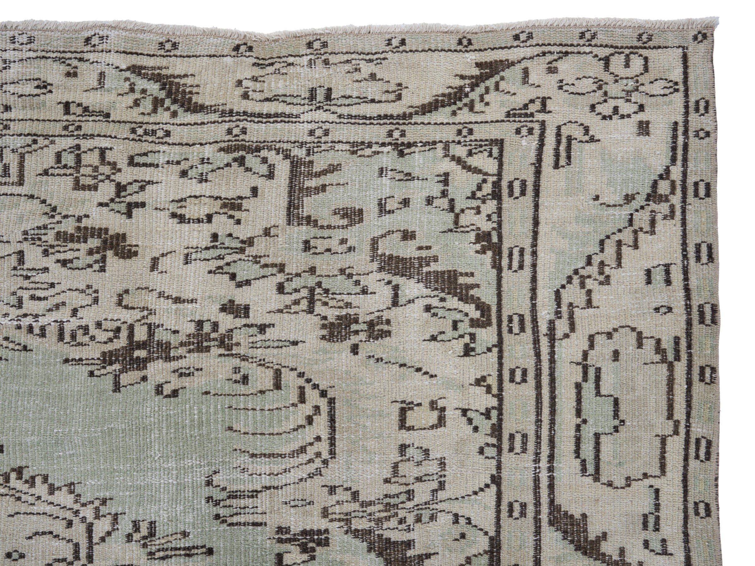 Turkish Manisa area rug in cream and taupe, view 8 of 10