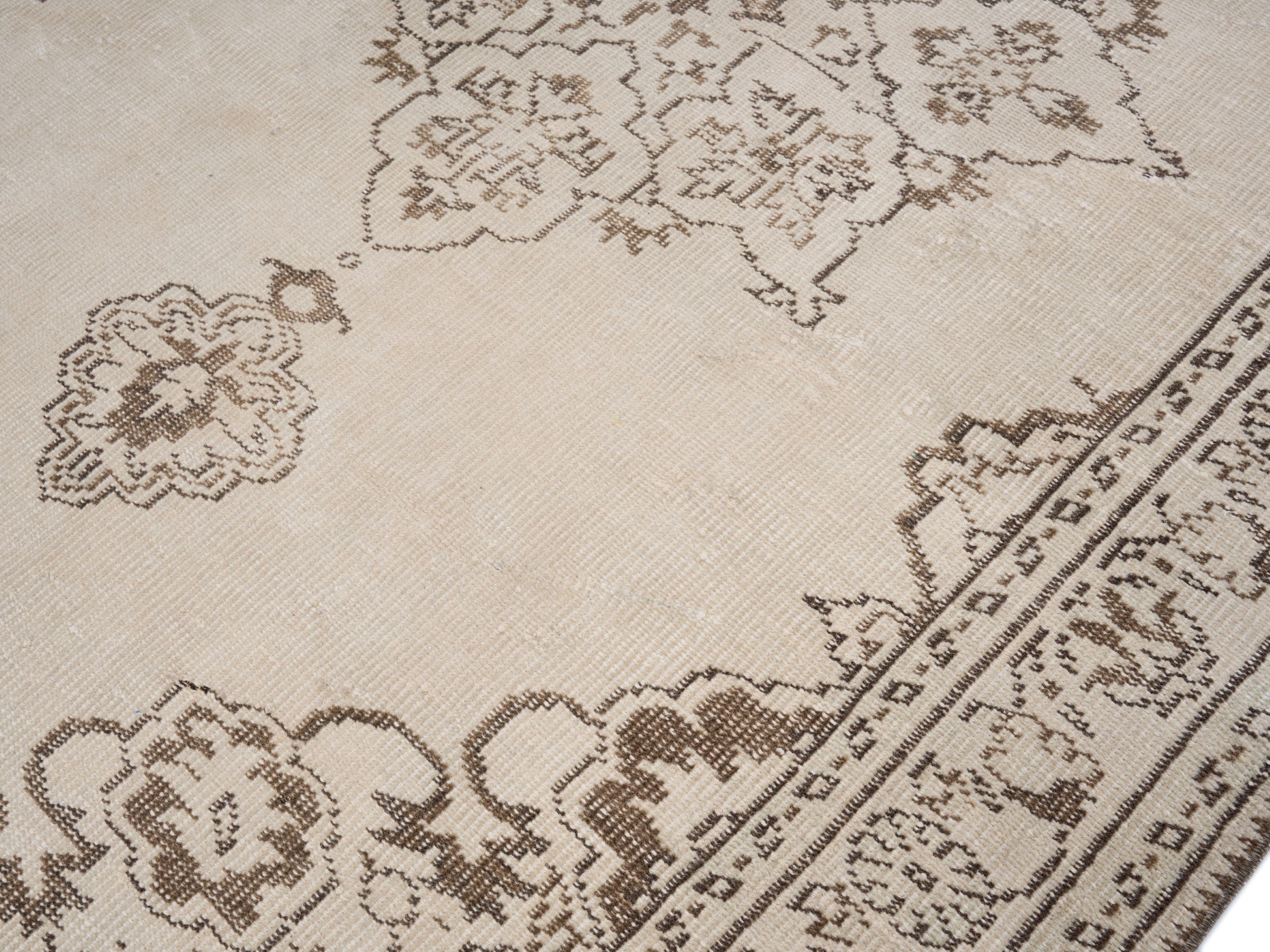 Turkish Manisa area rug in cream and taupe, view 5 of 10