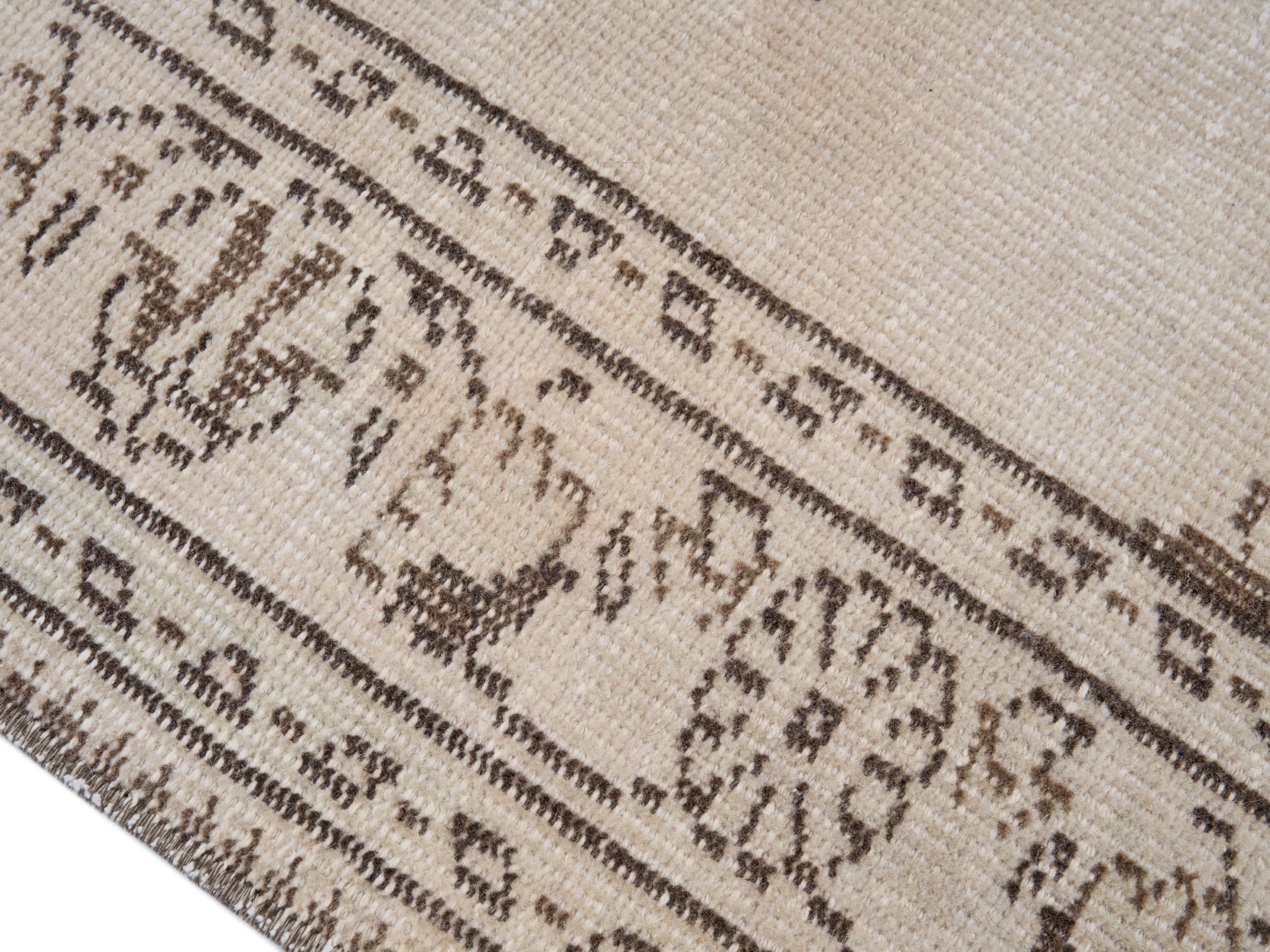 Turkish Manisa area rug in cream and taupe, view 6 of 10