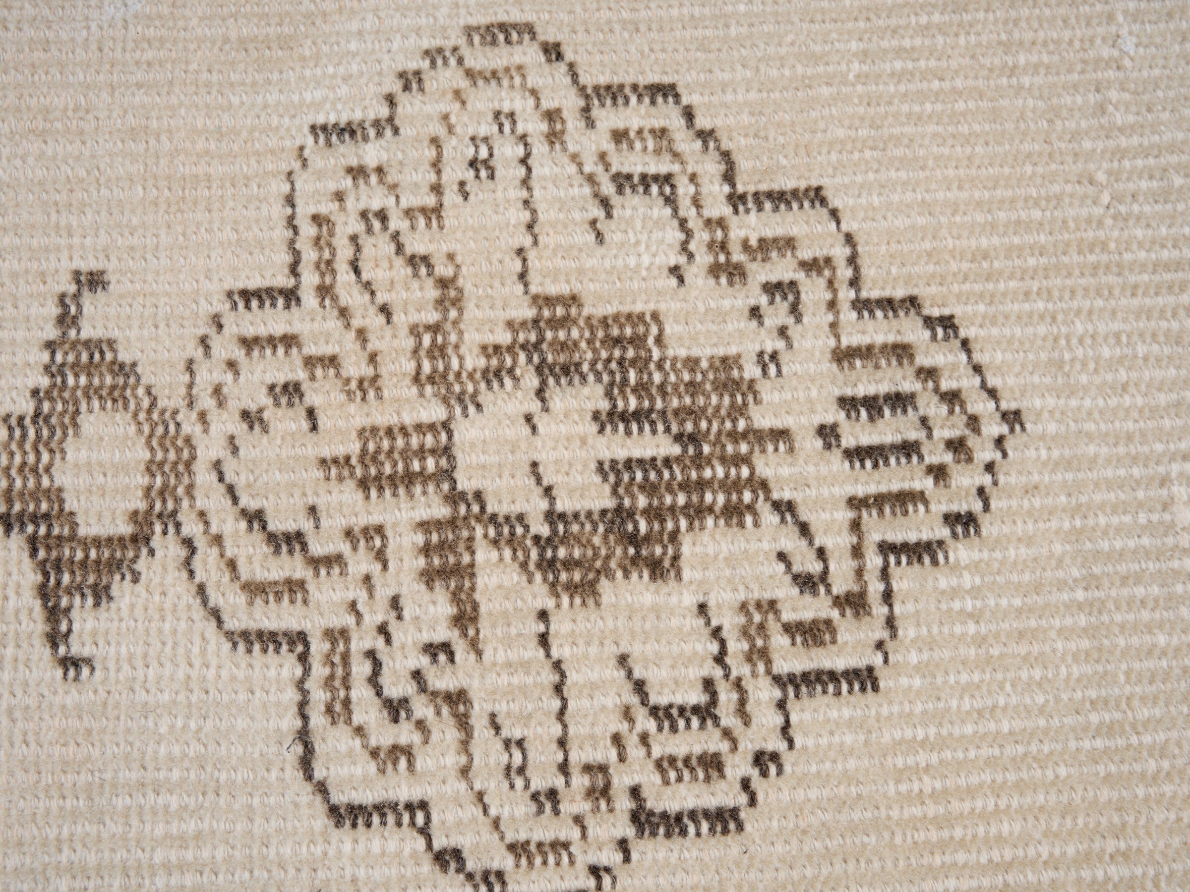 Turkish Manisa area rug in cream and taupe, view 7 of 10