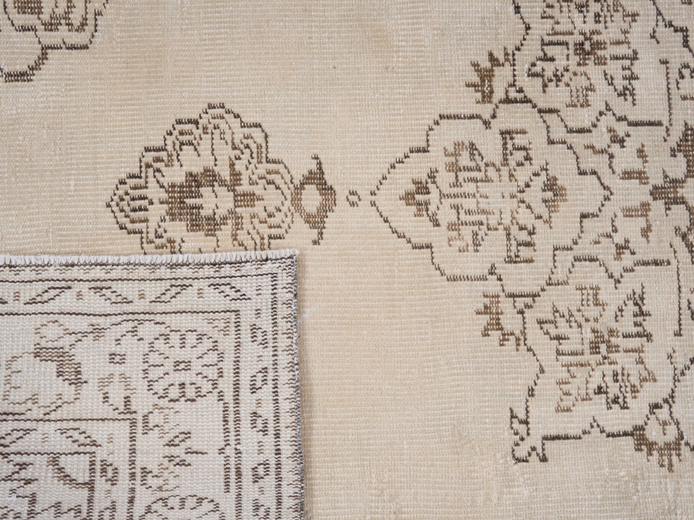 Turkish Manisa area rug in cream and taupe, view 10 of 10