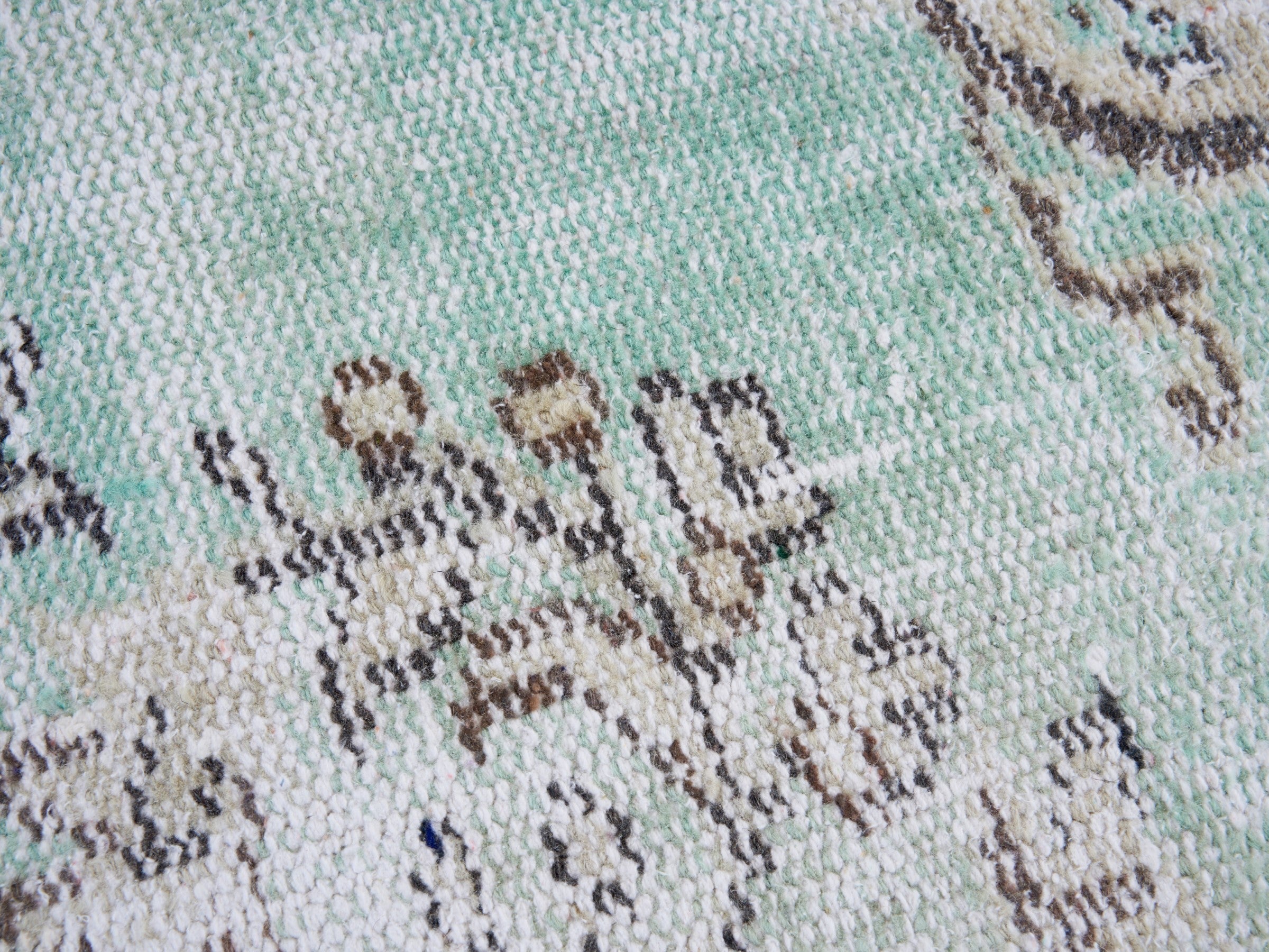 Turkish Manisa area rug in celadon and cream, view 7 of 10