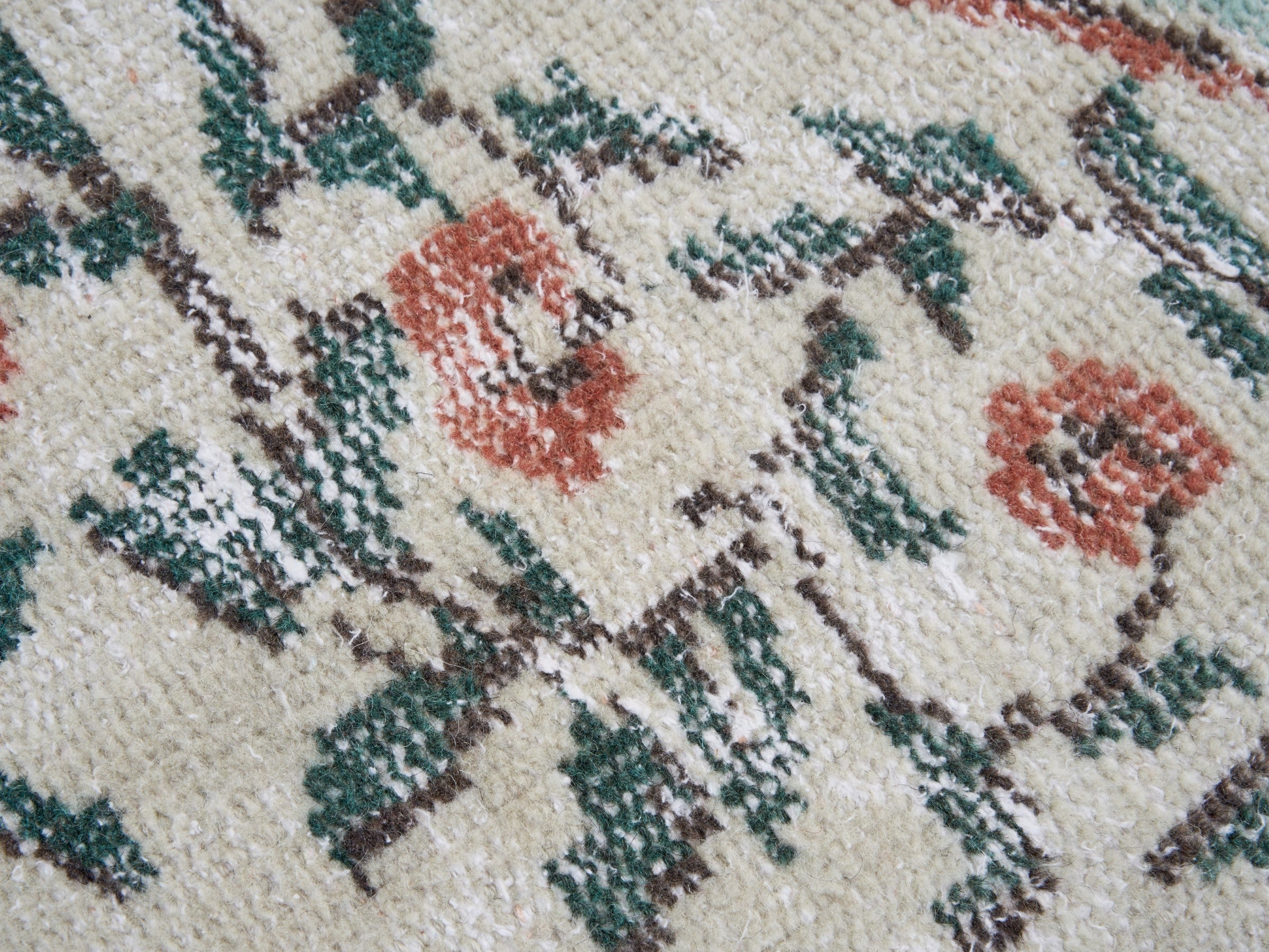 Turkish Manisa area rug in cream and turquoise, view 7 of 10