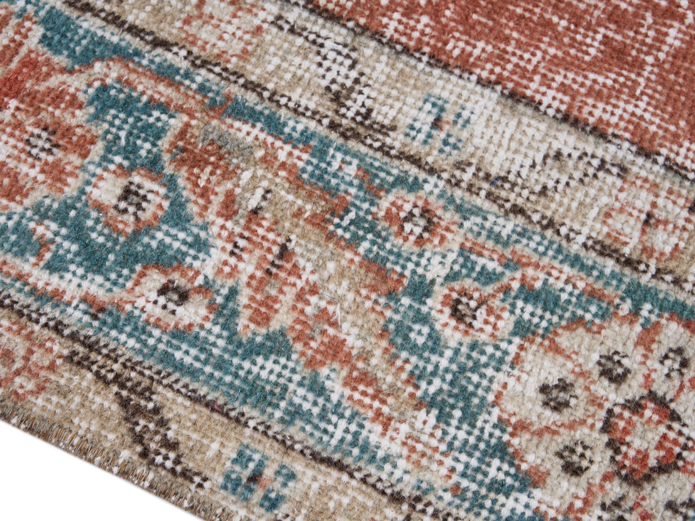 Turkish Isparta area rug in rust and cream, view 6 of 10