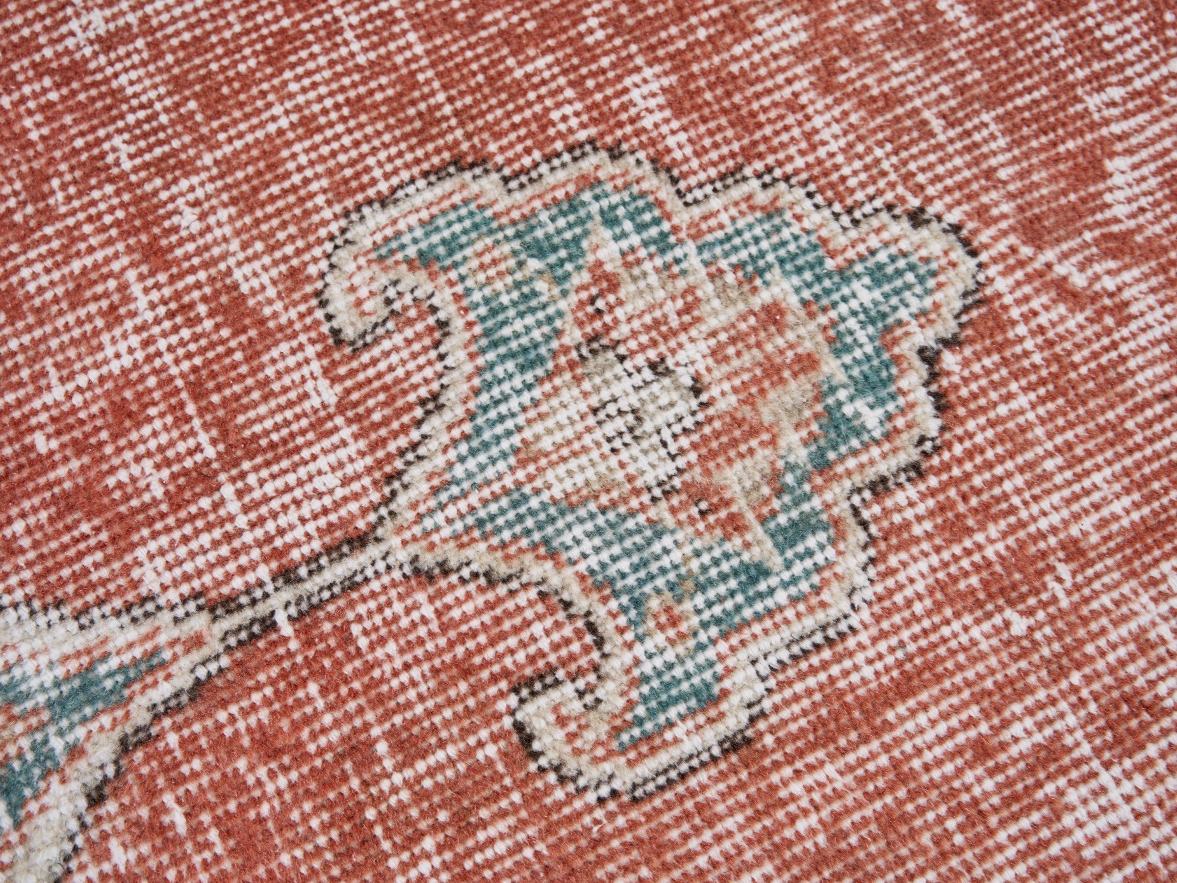 Turkish Isparta area rug in rust and cream, view 7 of 10