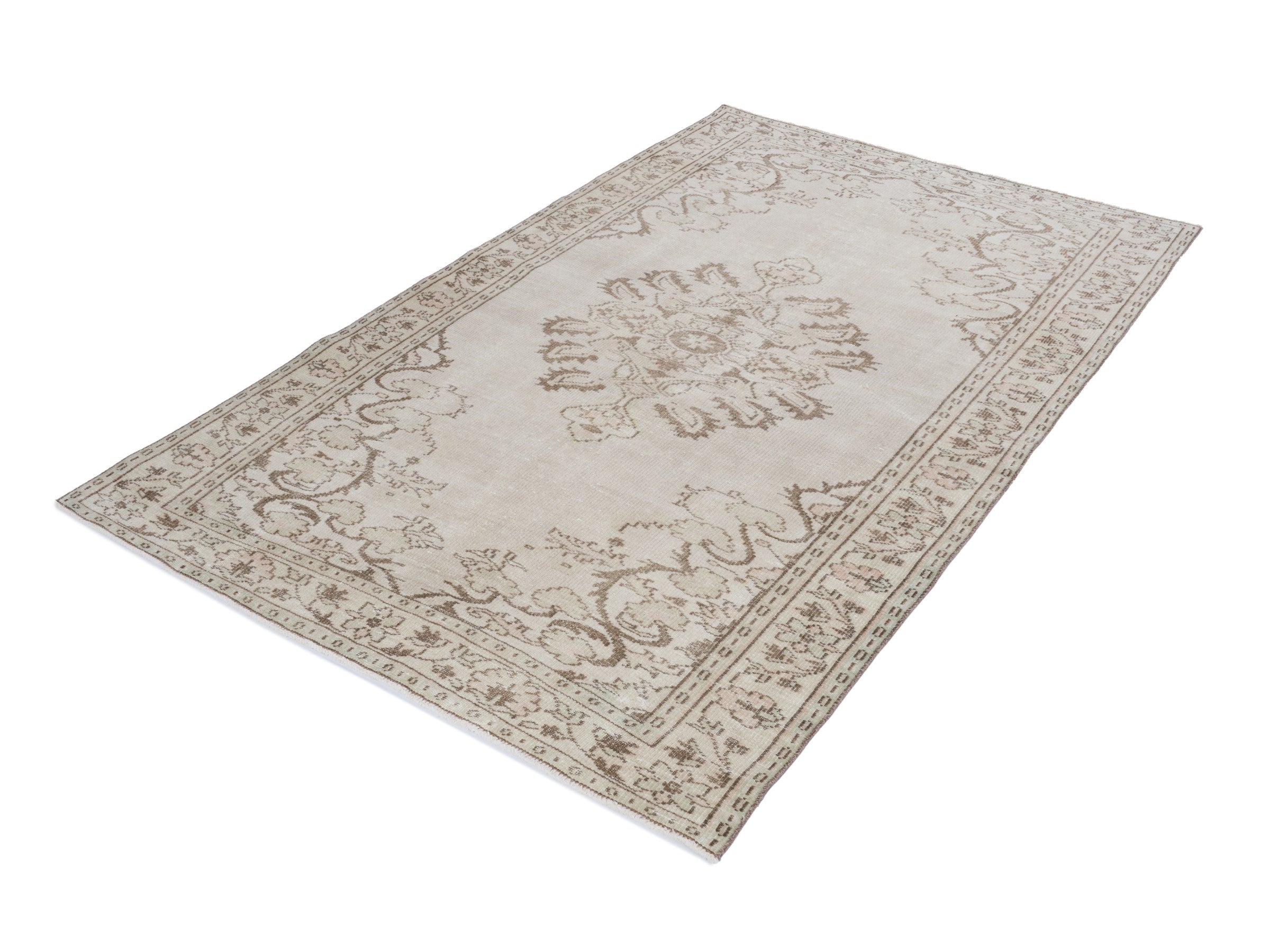 Turkish Manisa area rug in cream and tan, view 3 of 10