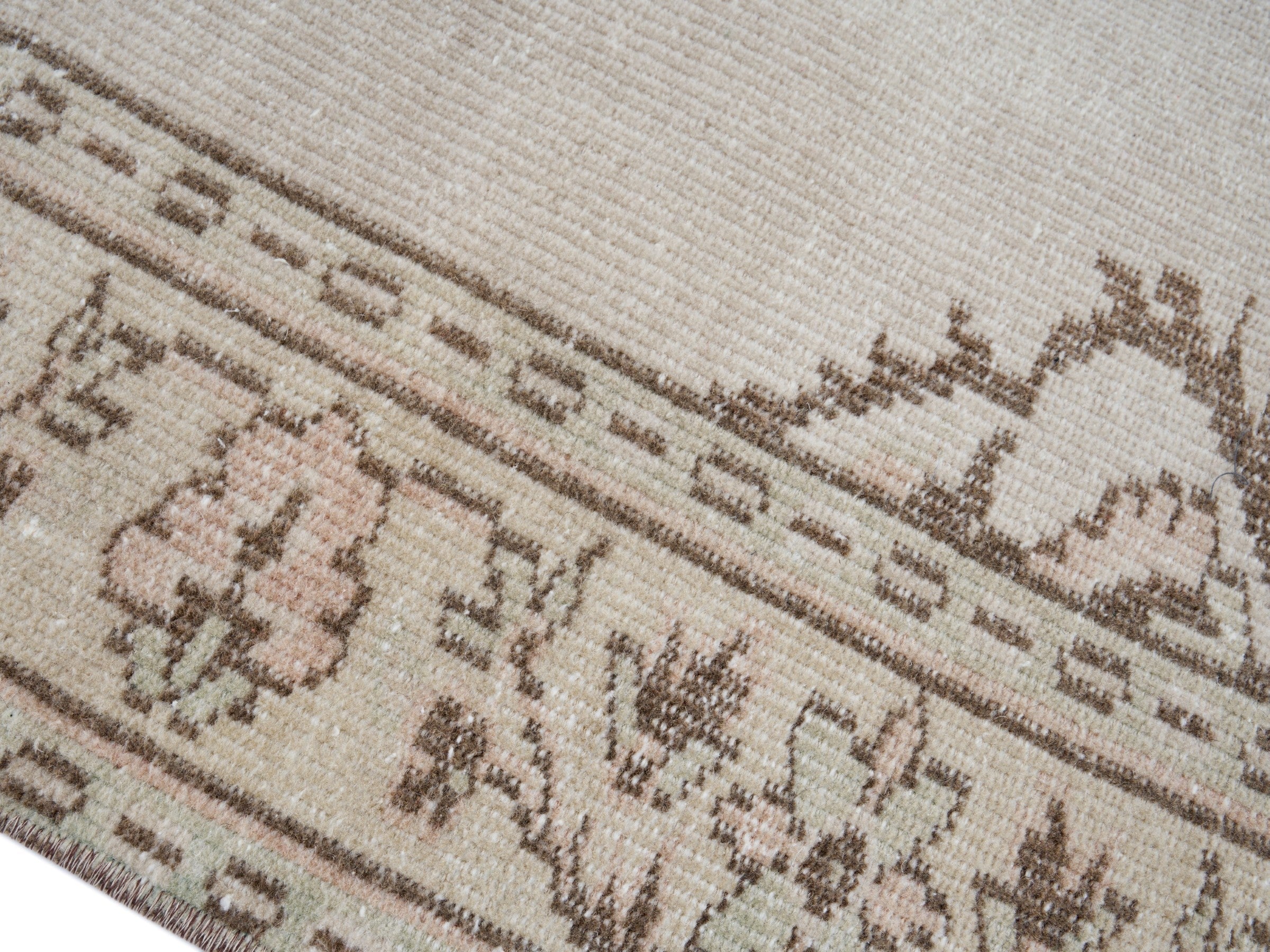 Turkish Manisa area rug in cream and tan, view 6 of 10