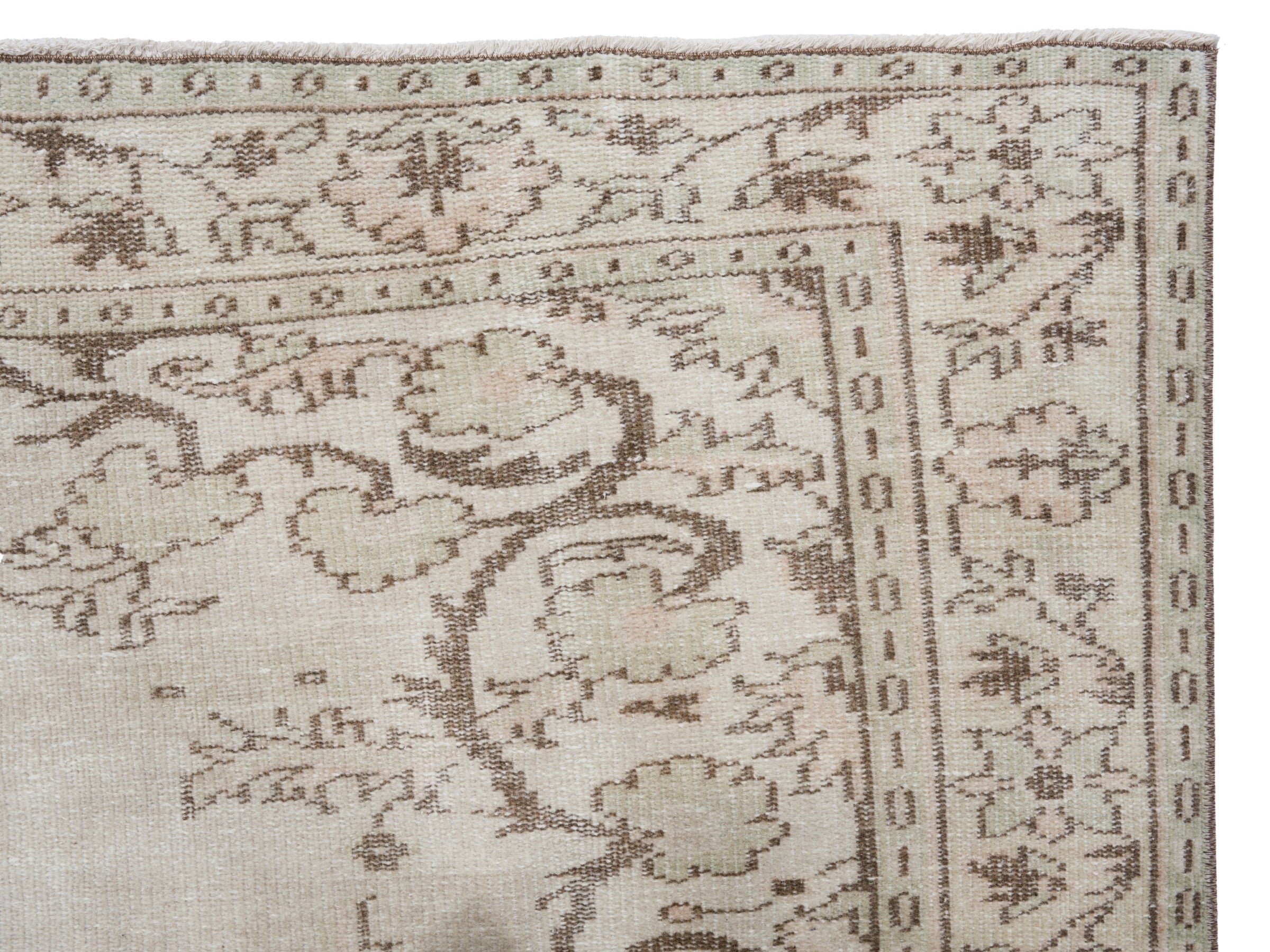 Turkish Manisa area rug in cream and tan, view 8 of 10
