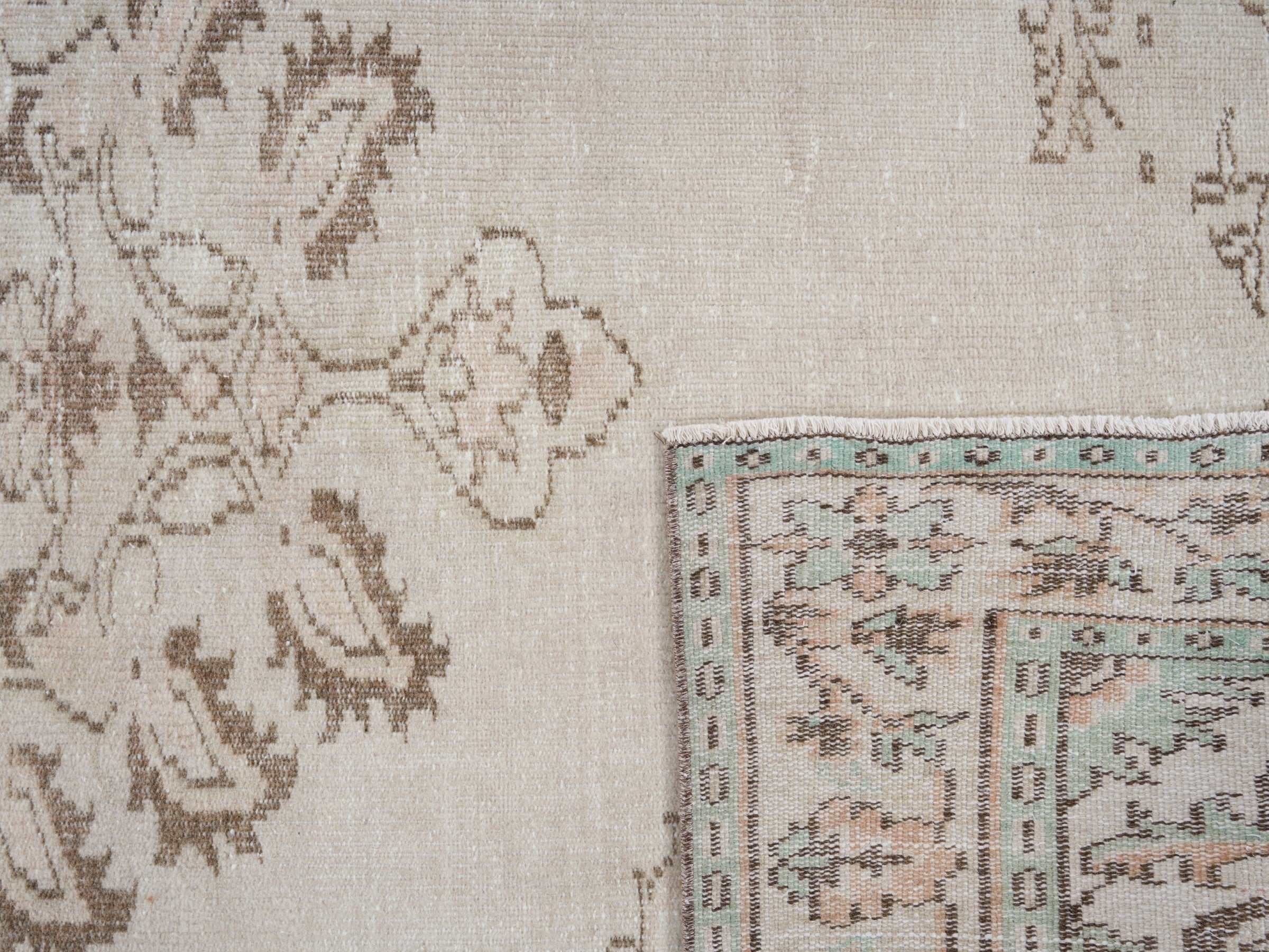 Turkish Manisa area rug in cream and tan, view 10 of 10
