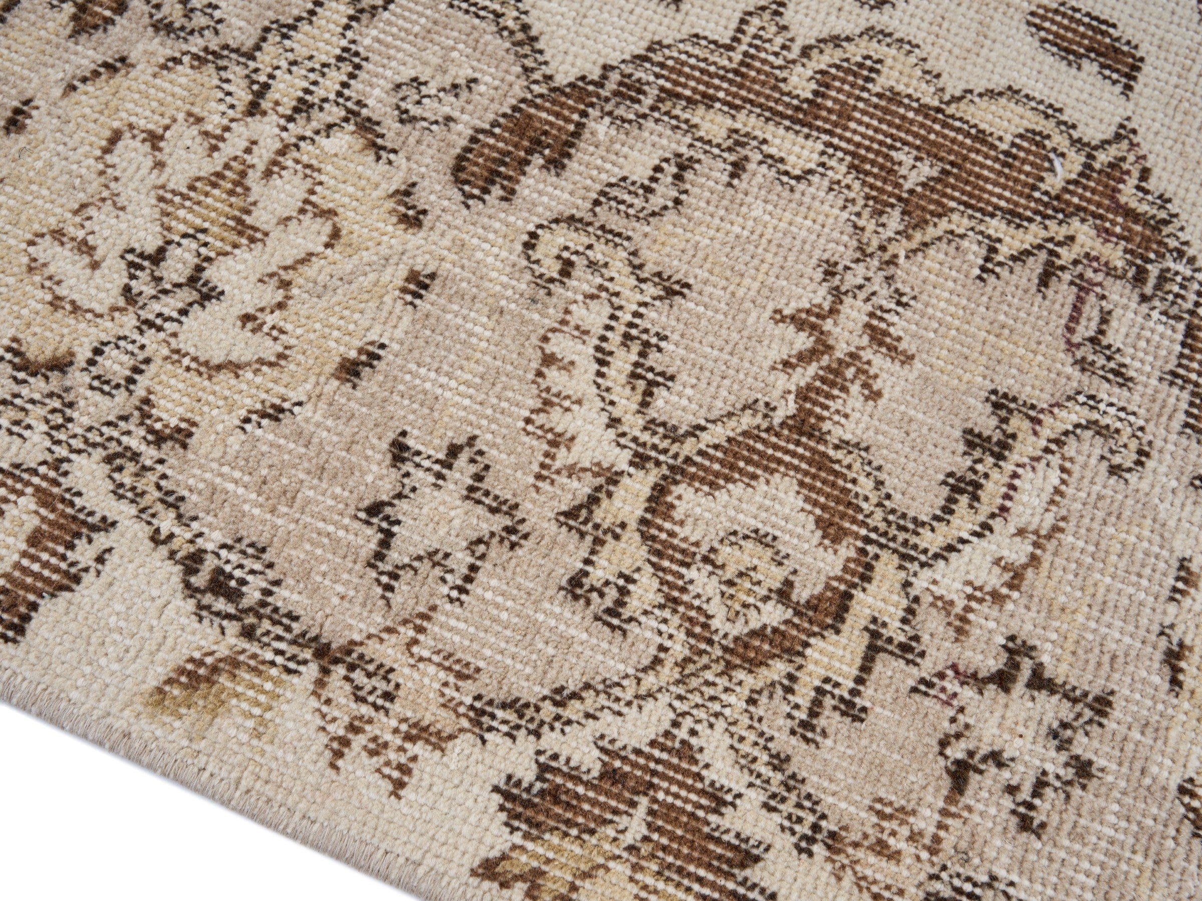 Turkish Isparta area rug in cream and tan, view 6 of 10