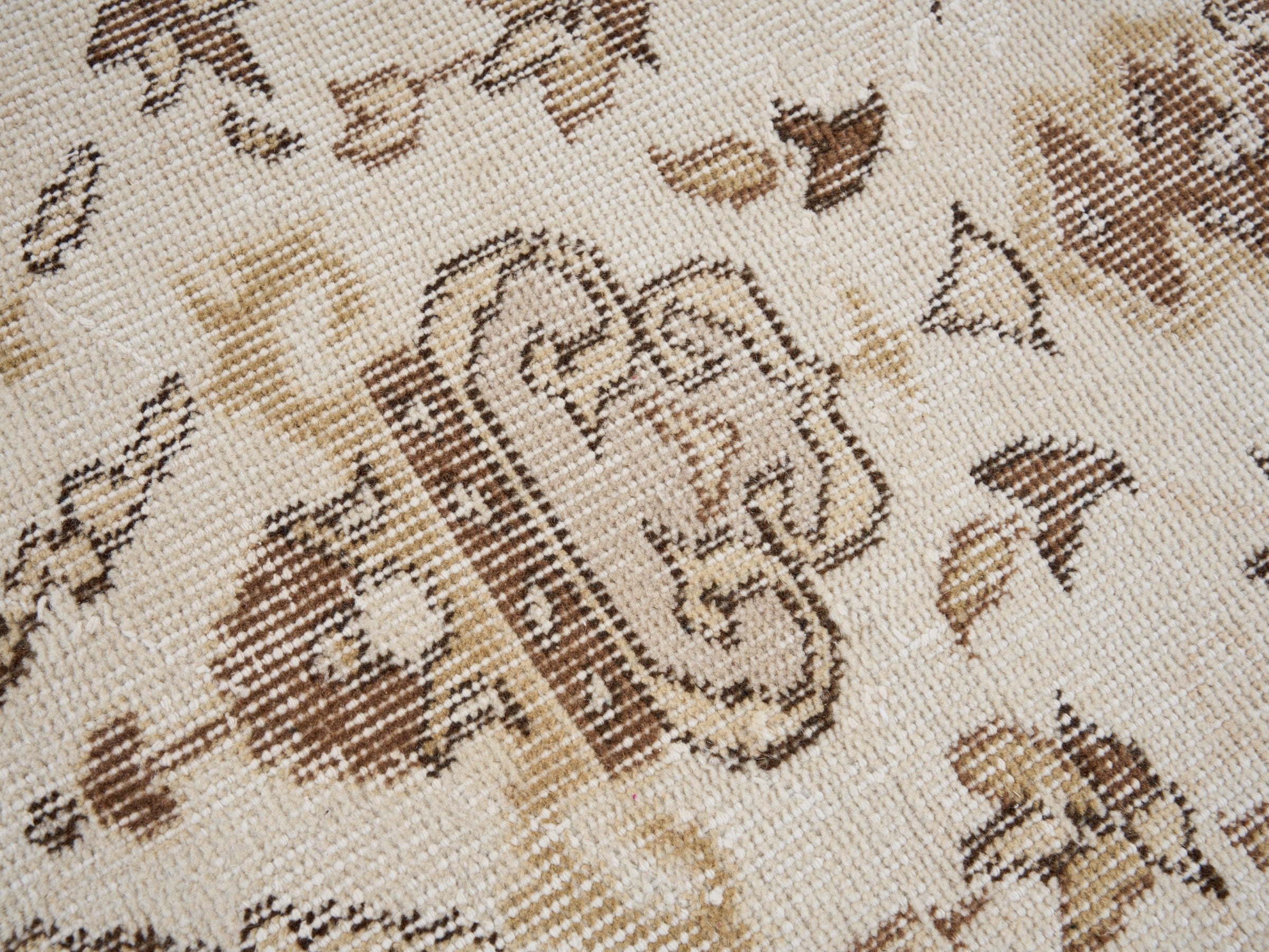 Turkish Isparta area rug in cream and tan, view 7 of 10