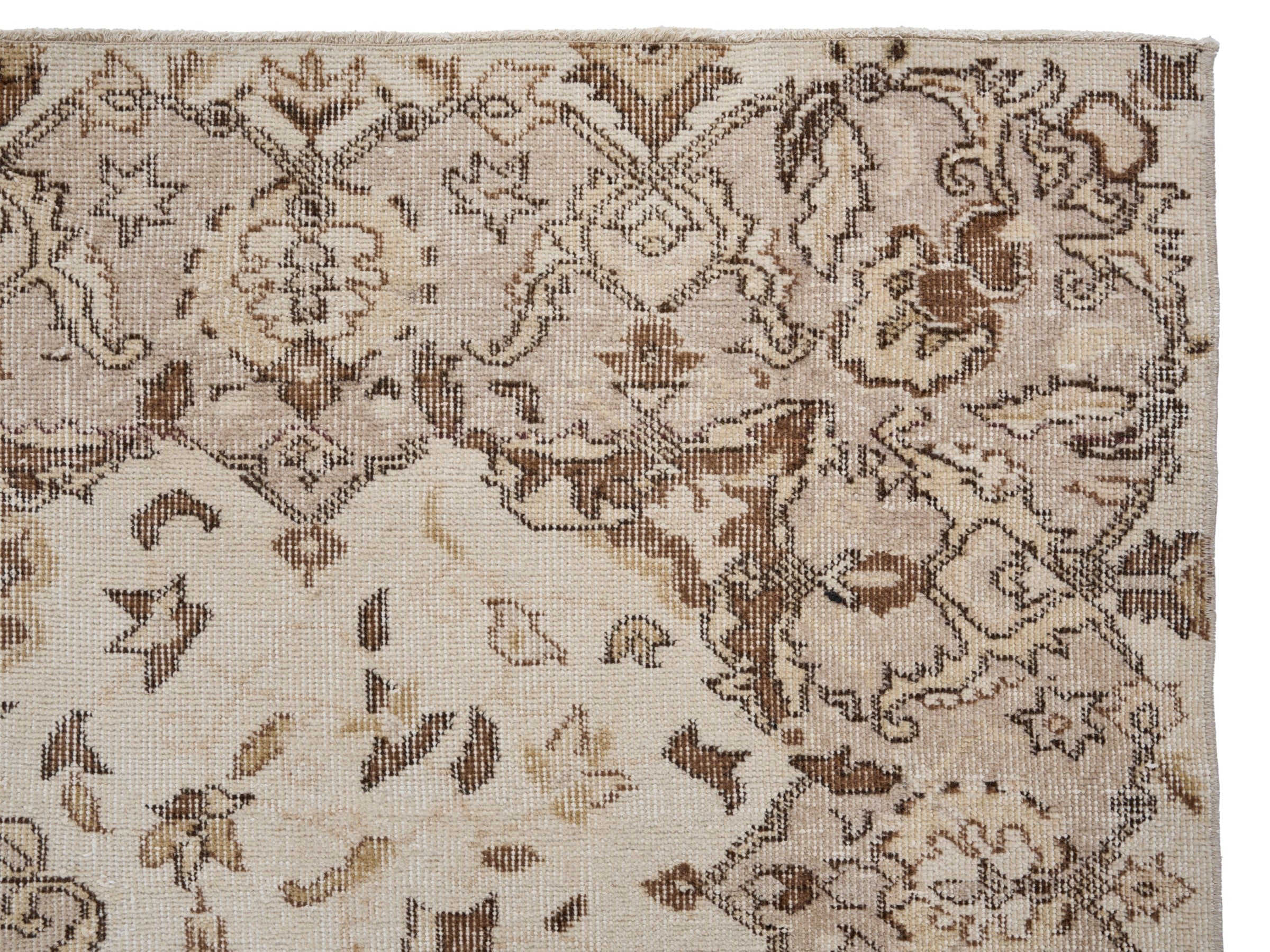 Turkish Isparta area rug in cream and tan, view 8 of 10