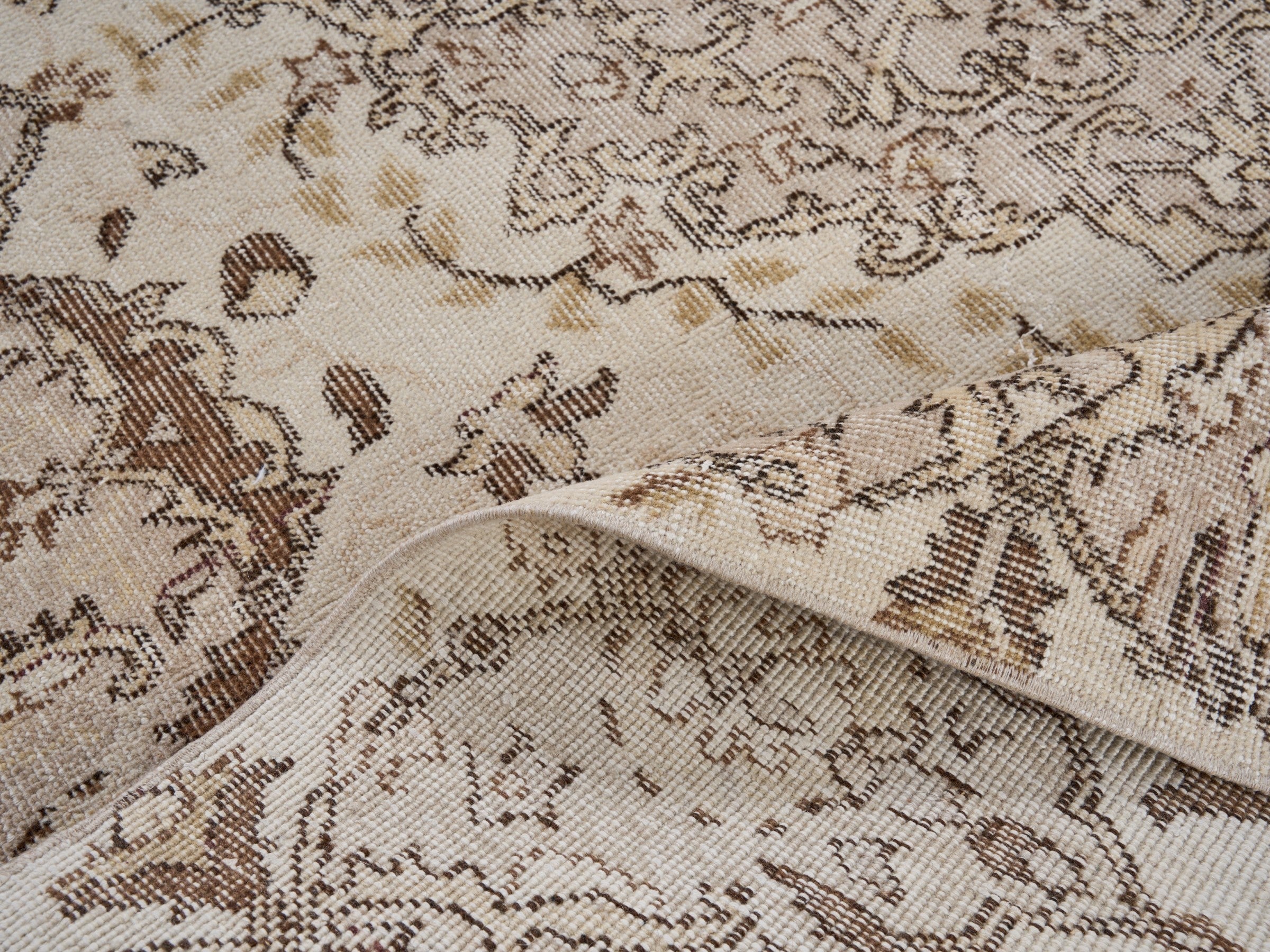 Turkish Isparta area rug in cream and tan, view 9 of 10