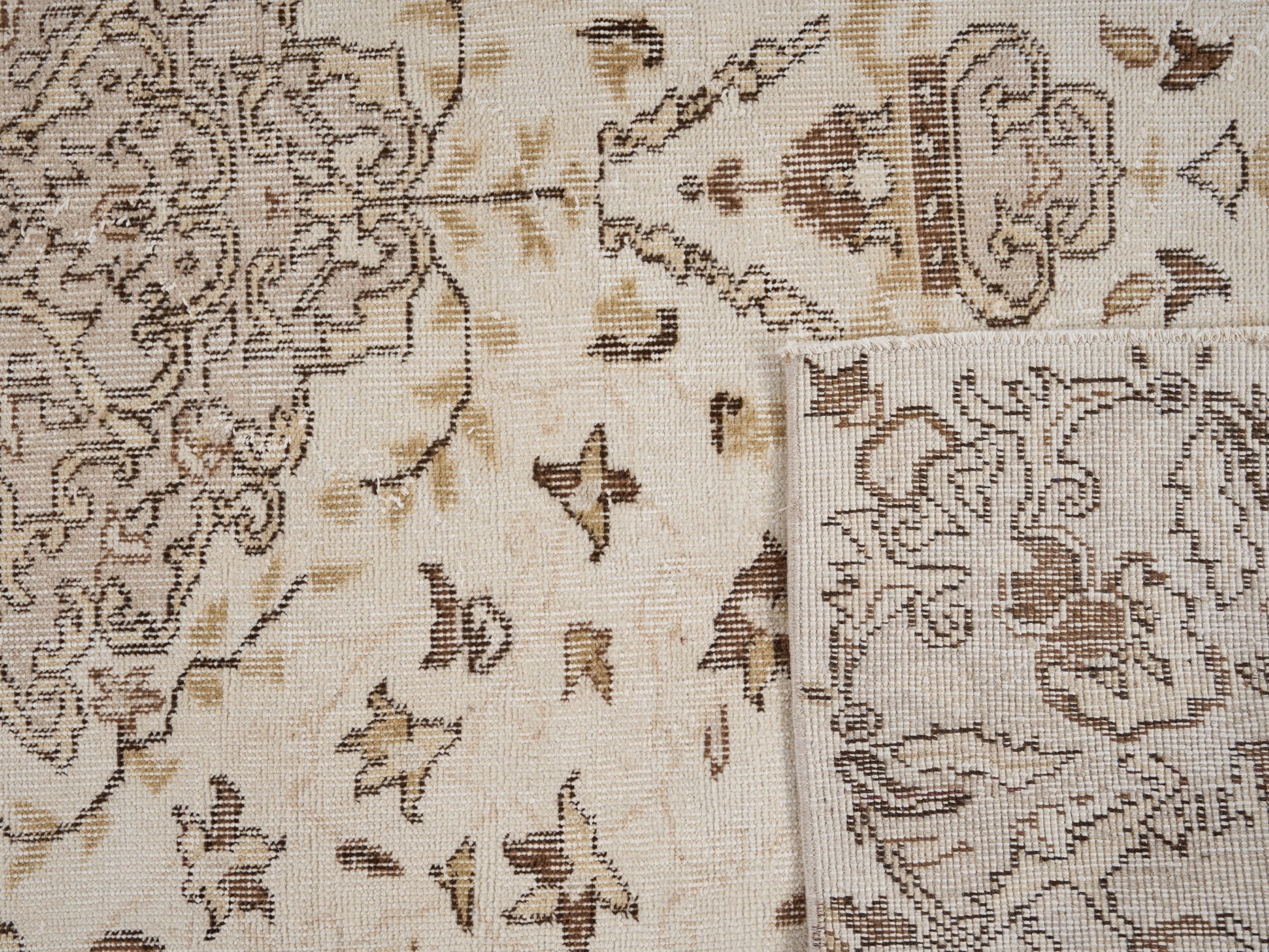 Turkish Isparta area rug in cream and tan, view 10 of 10