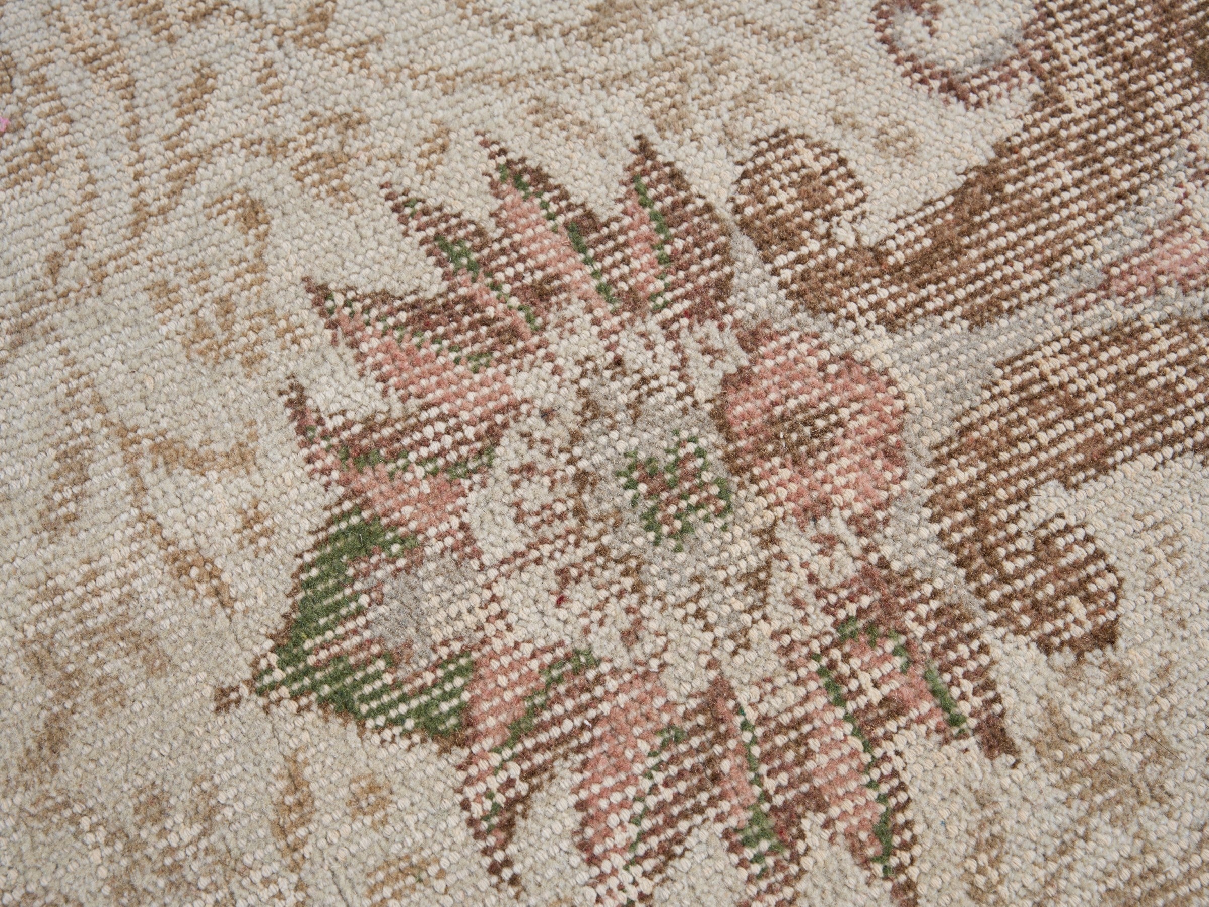 Turkish Isparta area rug in cream and dark brown, view 7 of 10