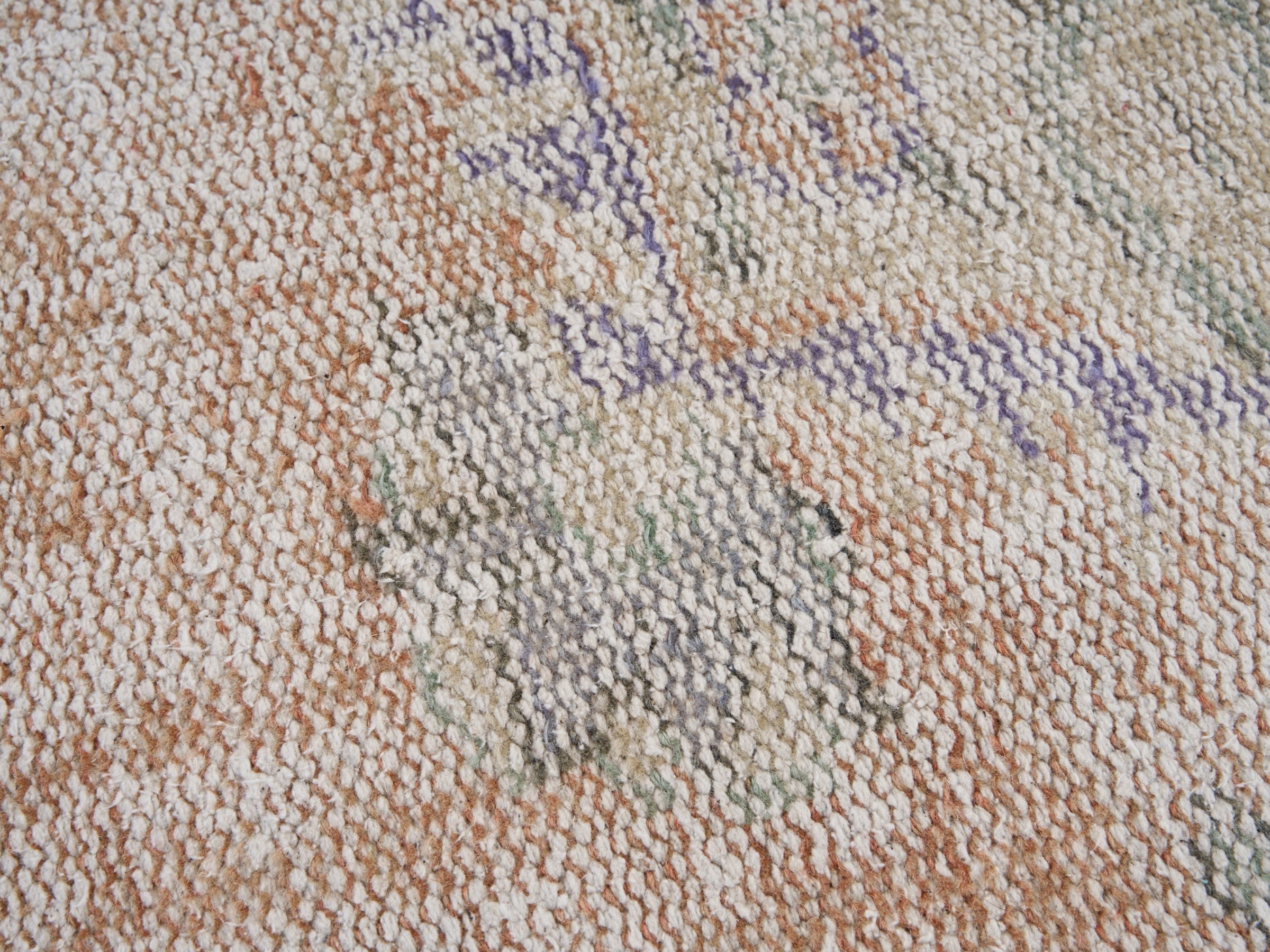 Turkish Manisa area rug in terracotta and slate blue, view 7 of 10