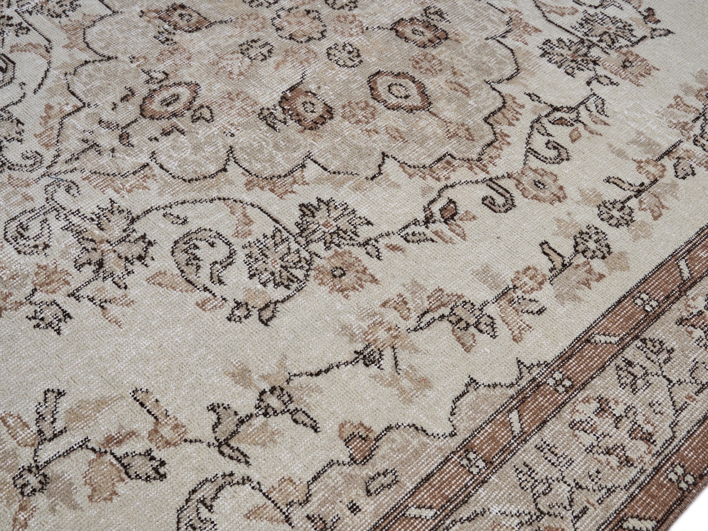 Turkish Isparta area rug in cream and taupe, view 5 of 10