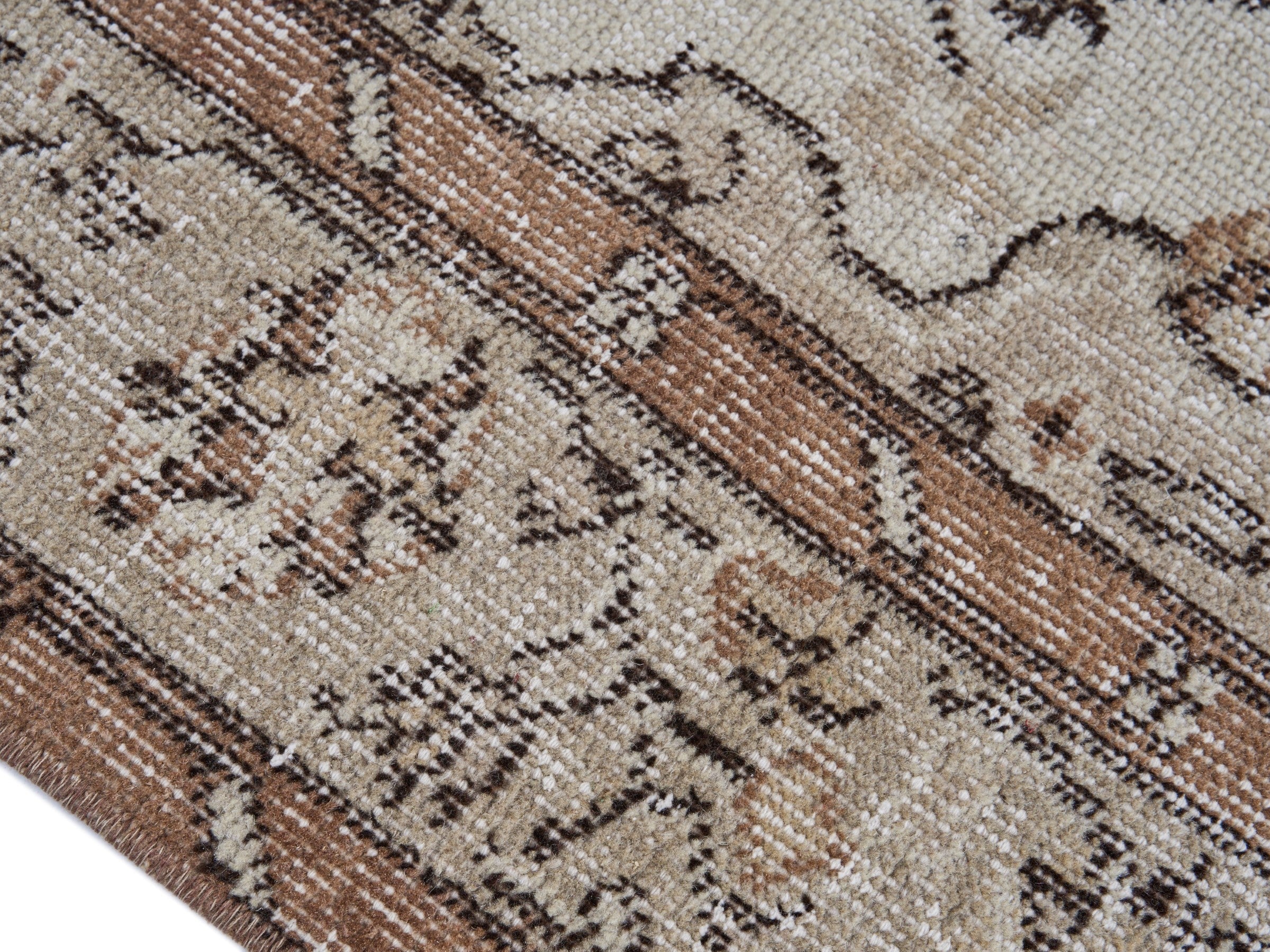Turkish Isparta area rug in cream and taupe, view 6 of 10