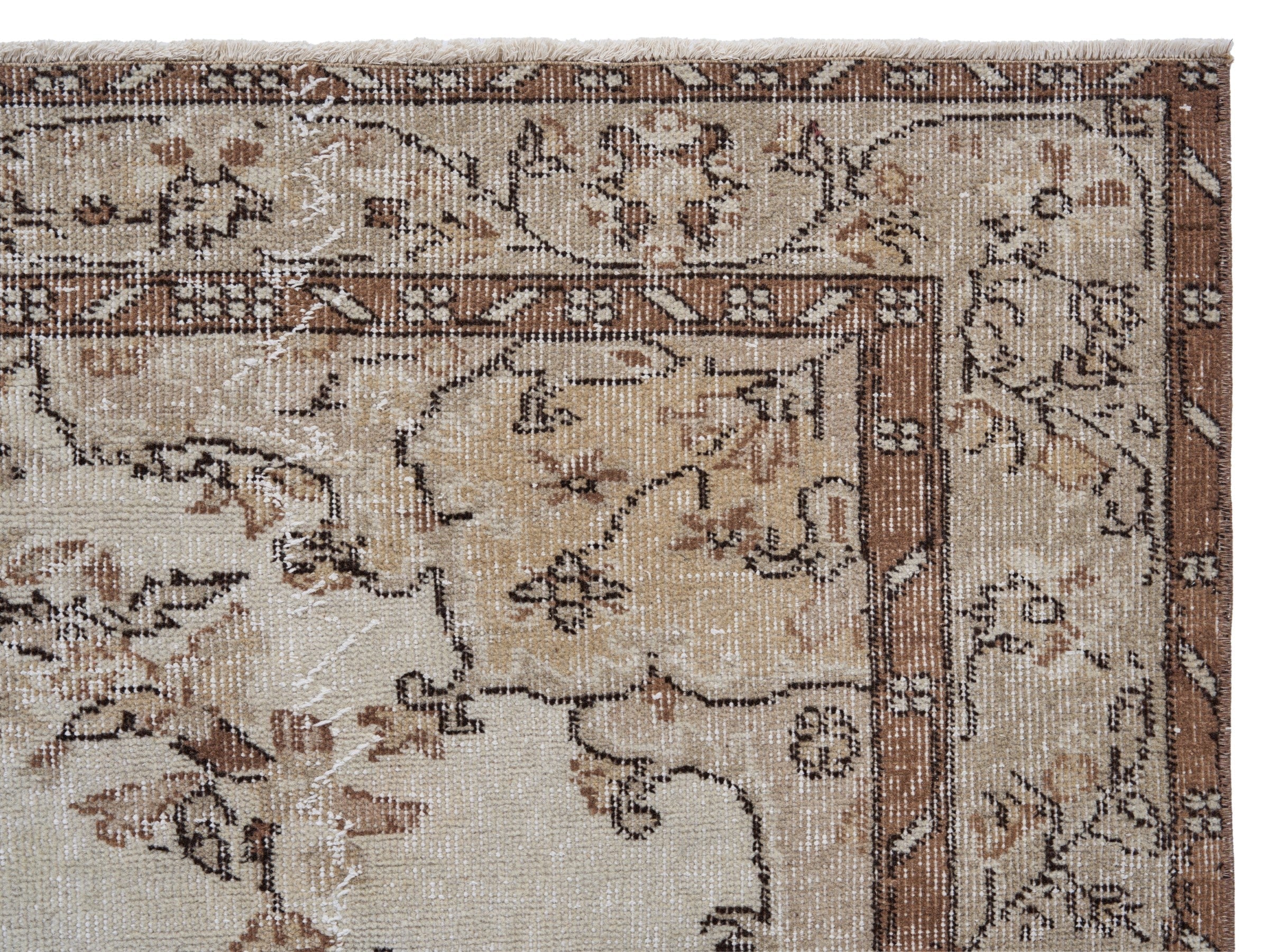 Turkish Isparta area rug in cream and taupe, view 8 of 10