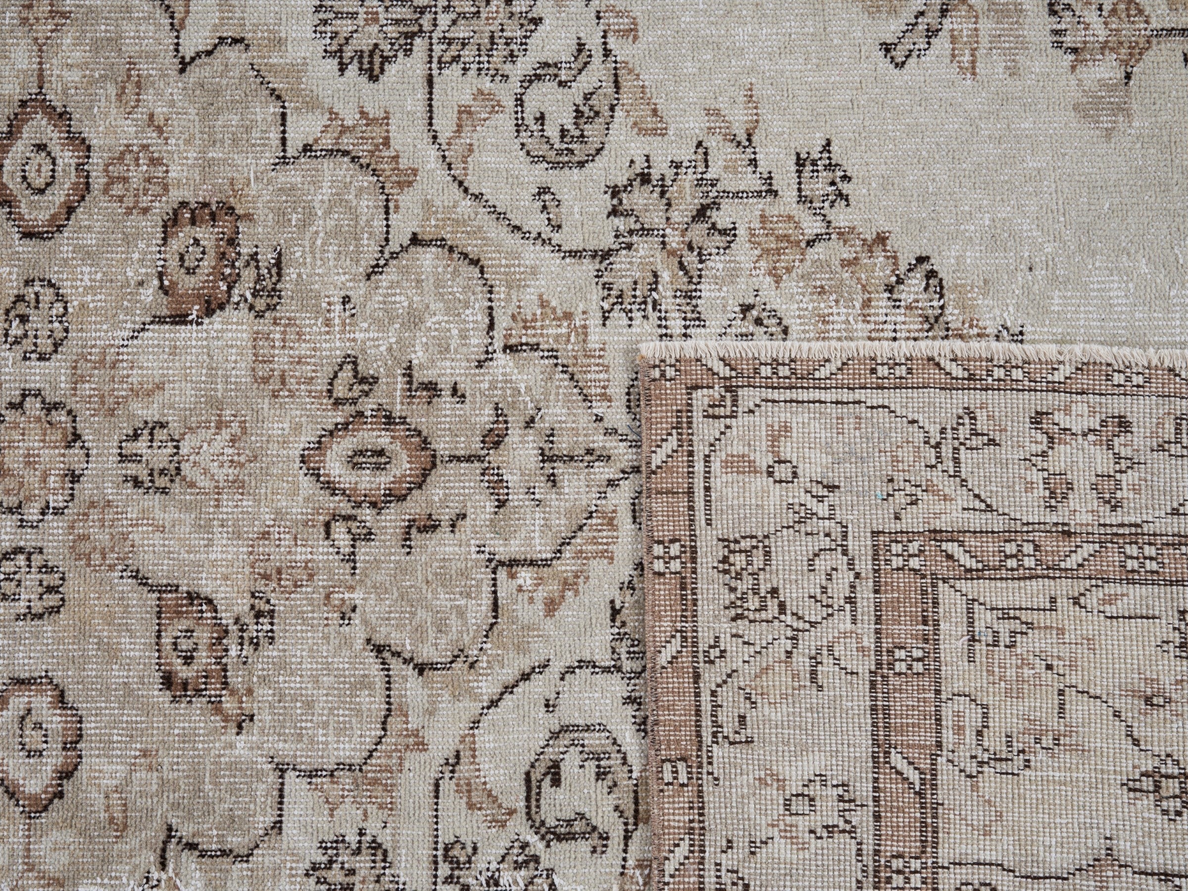 Turkish Isparta area rug in cream and taupe, view 10 of 10