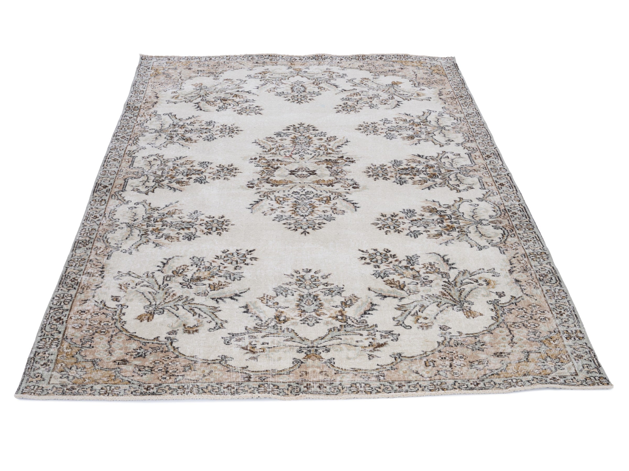 Turkish Isparta area rug in cream and greige, view 2 of 10