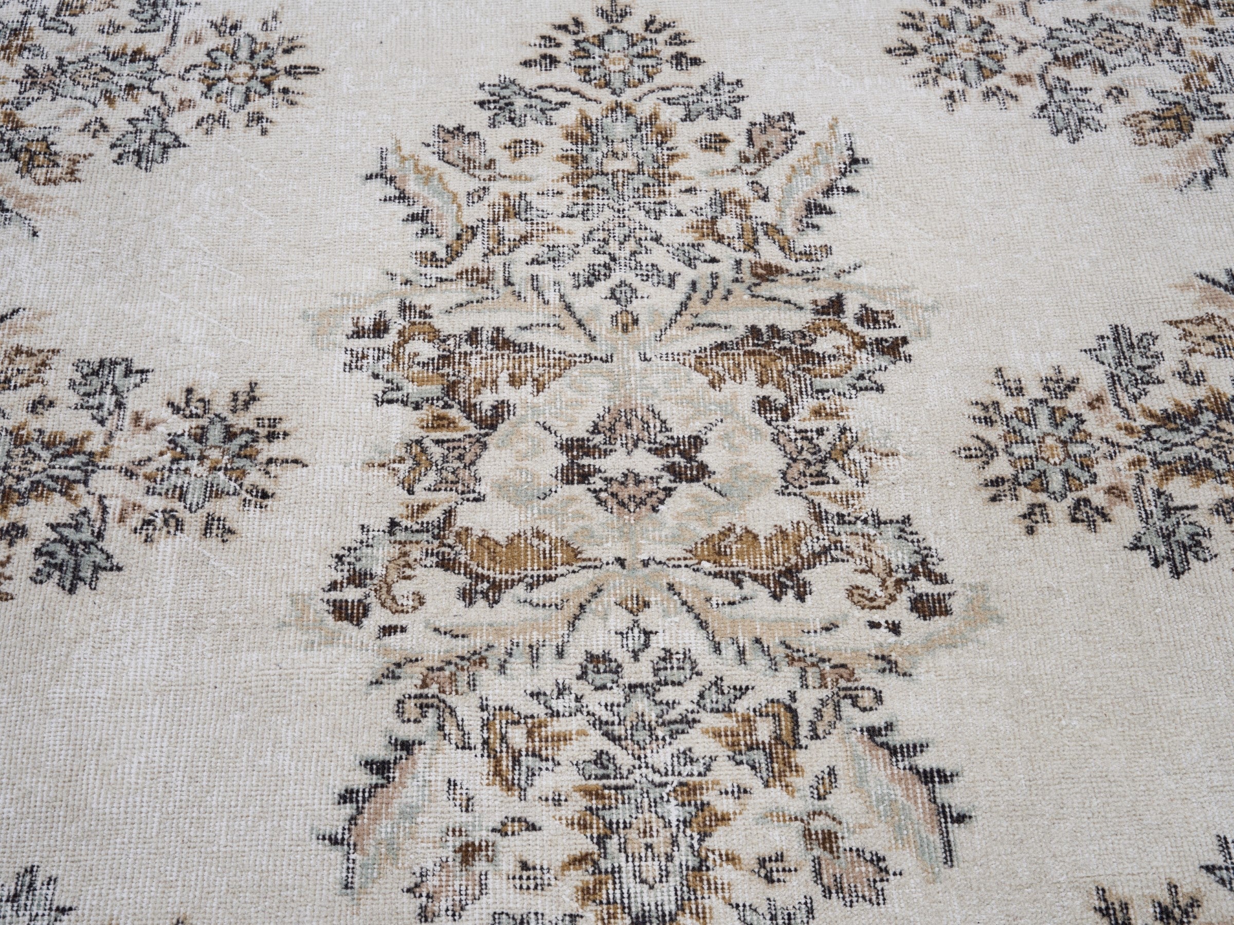 Turkish Isparta area rug in cream and greige, view 4 of 10