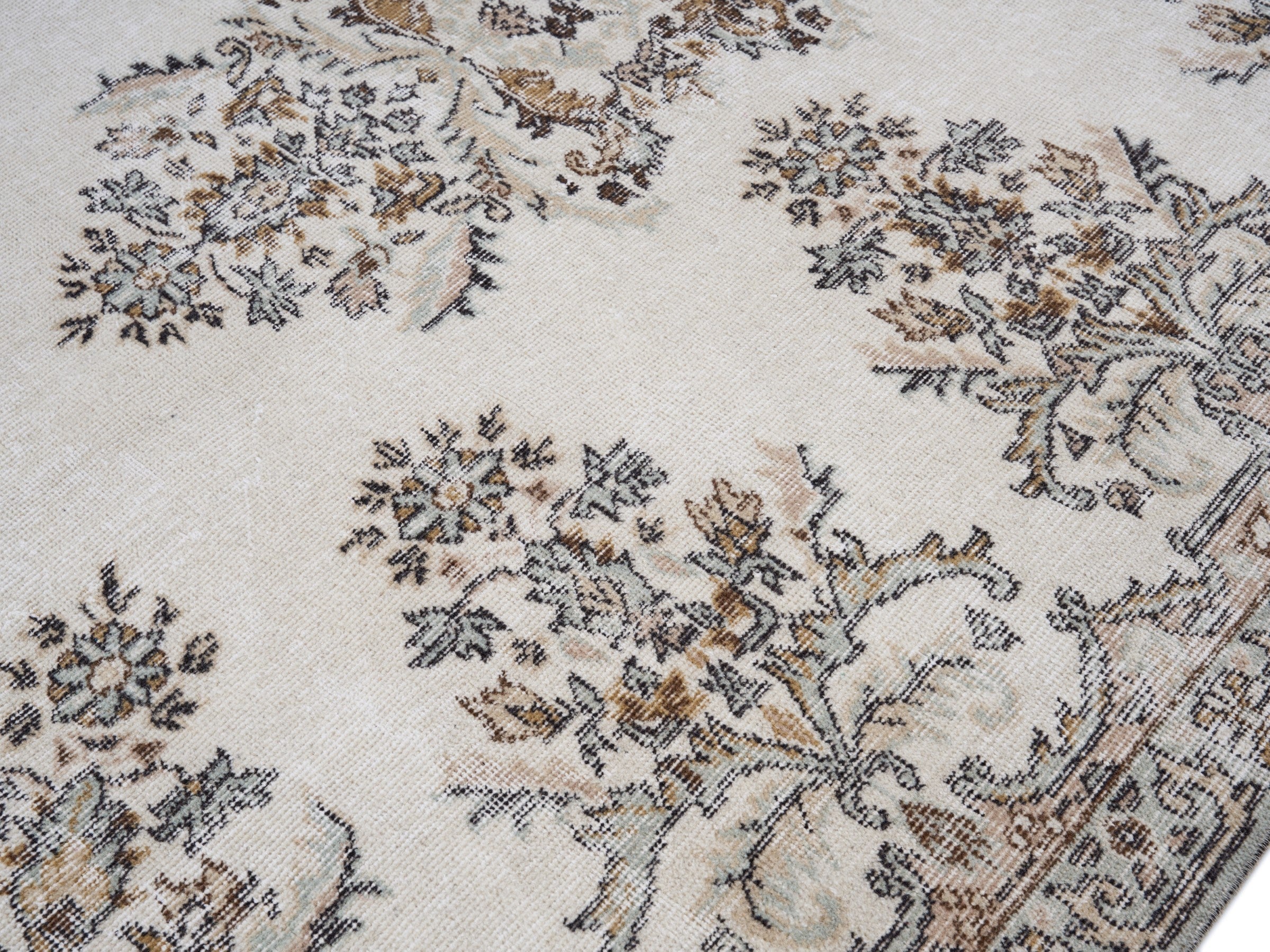 Turkish Isparta area rug in cream and greige, view 5 of 10