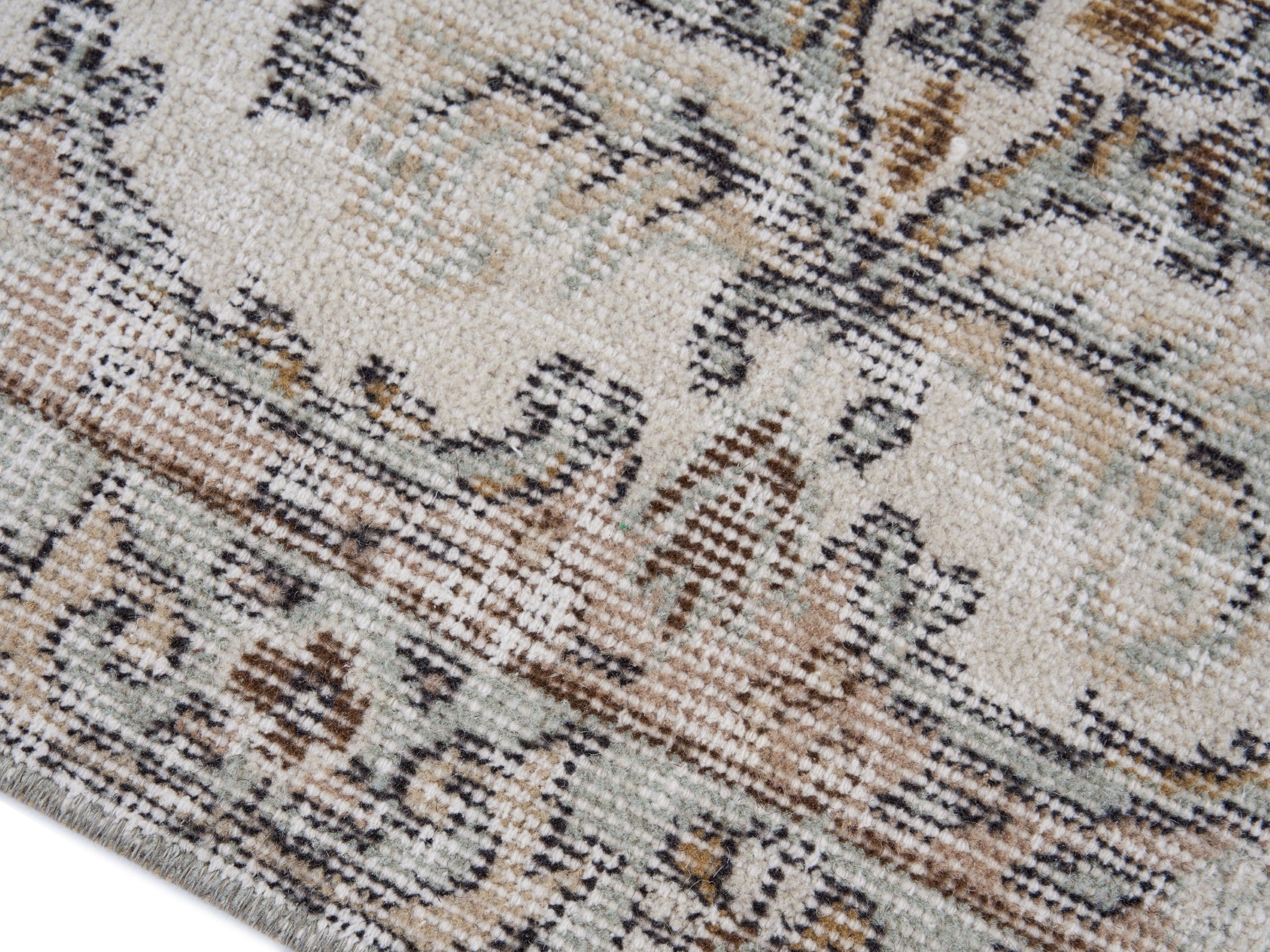 Turkish Isparta area rug in cream and greige, view 6 of 10